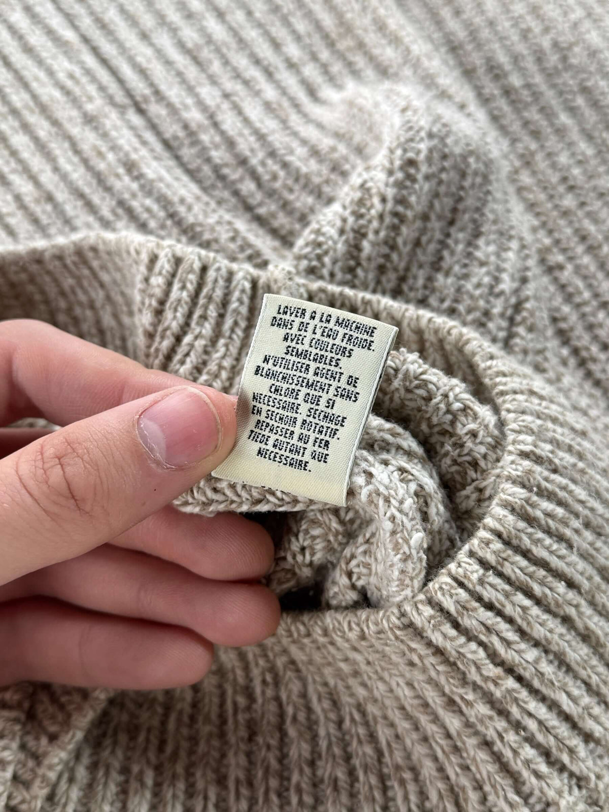 Inner tags on Vintage Eddie Bauer Henley Style Sweater SZ S (Fits XL)