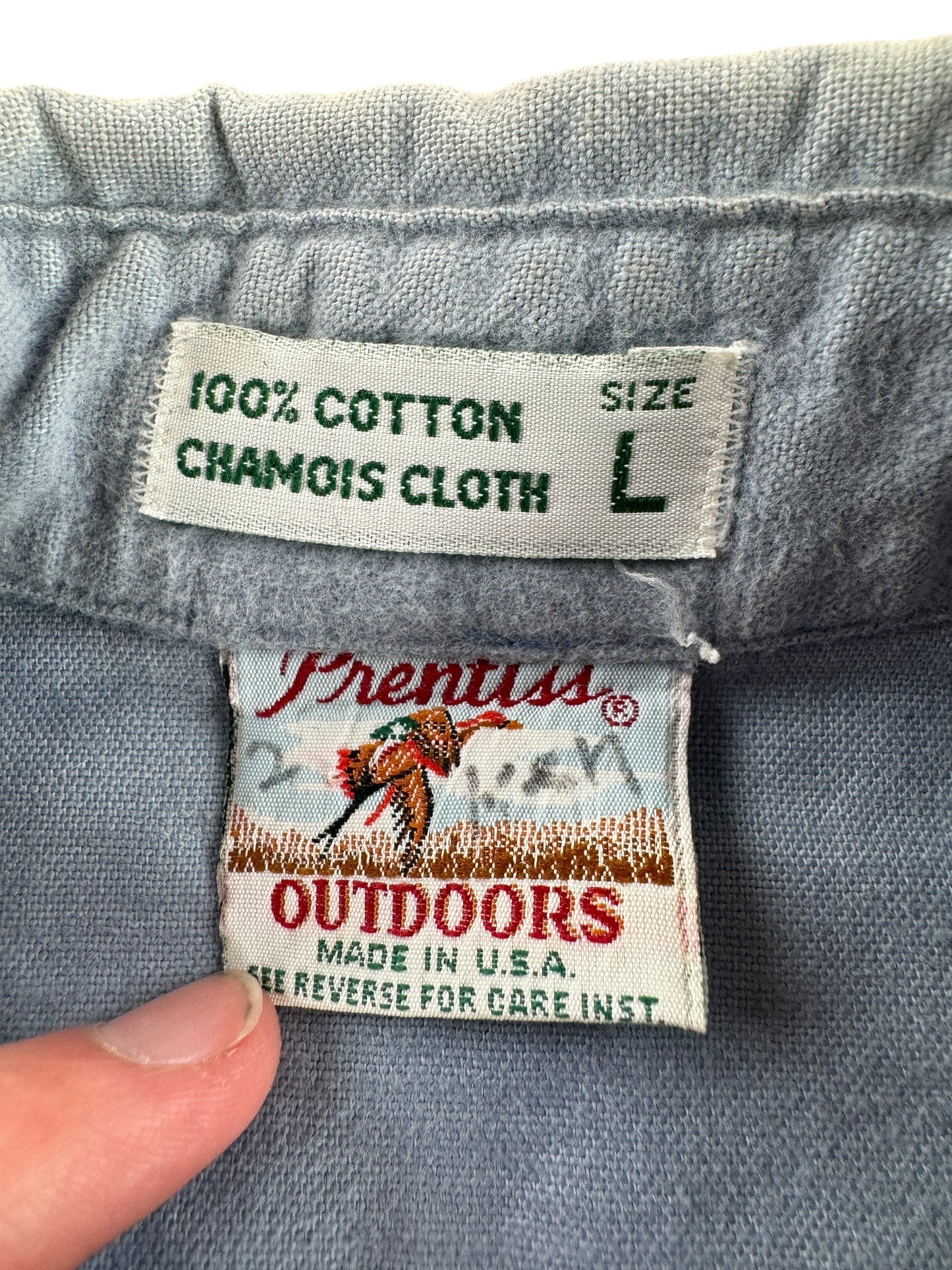 Tag on Vintage Prentiss Blue Chamois Shirt SZ L
