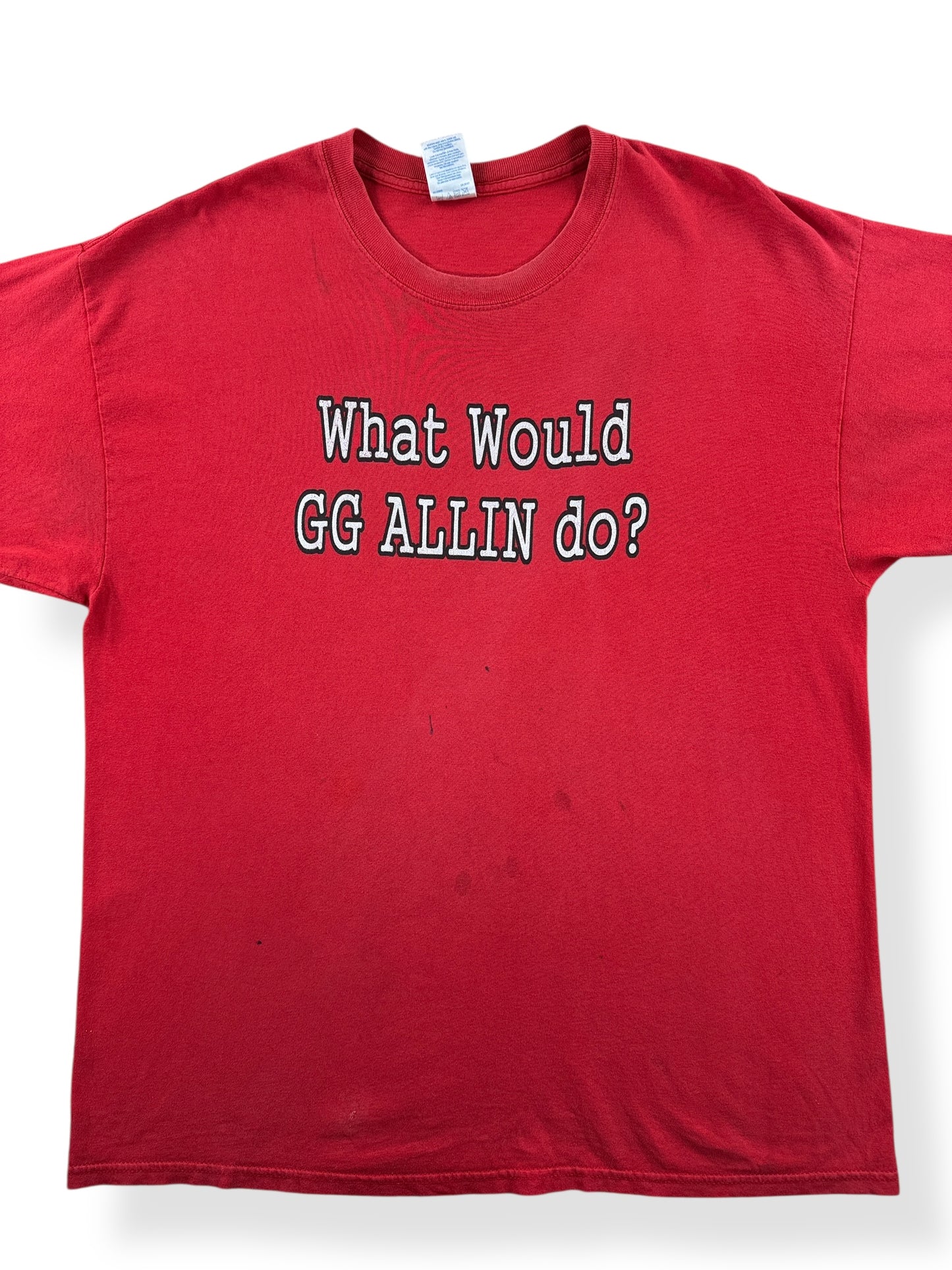 Front Close Up of Vintage What Would GG Allin Do Hells Kitchen Tacoma Tee SZ XL