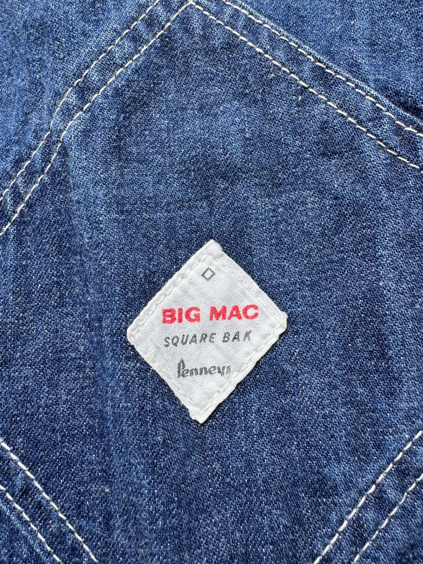 Back Label on Vintage Atomic P Era Penney's Big Mac Denim Overalls W35
