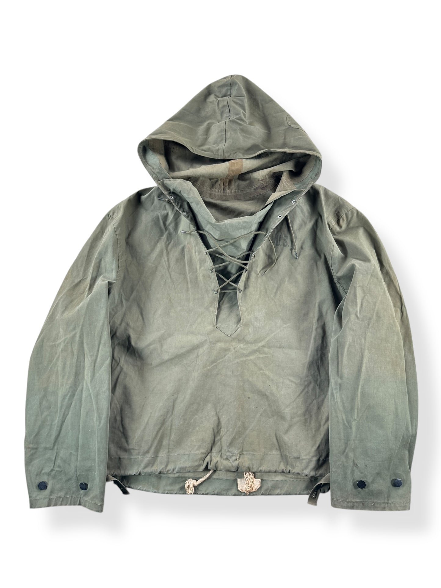 Front of Vintage WW2 Era USN Foul Weather Smock SZ M