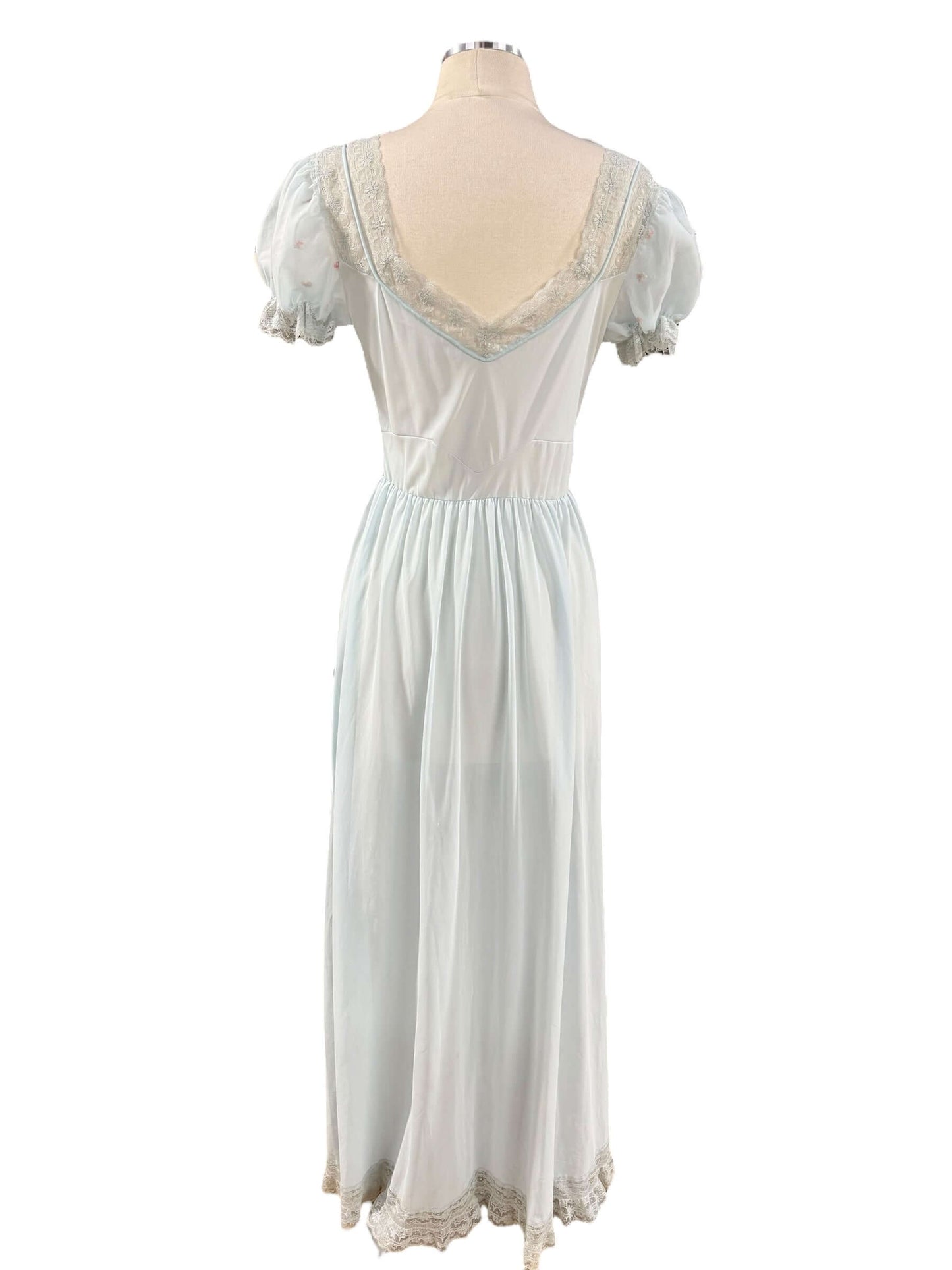 Back view of 1970s Pale Blue Nightgown M