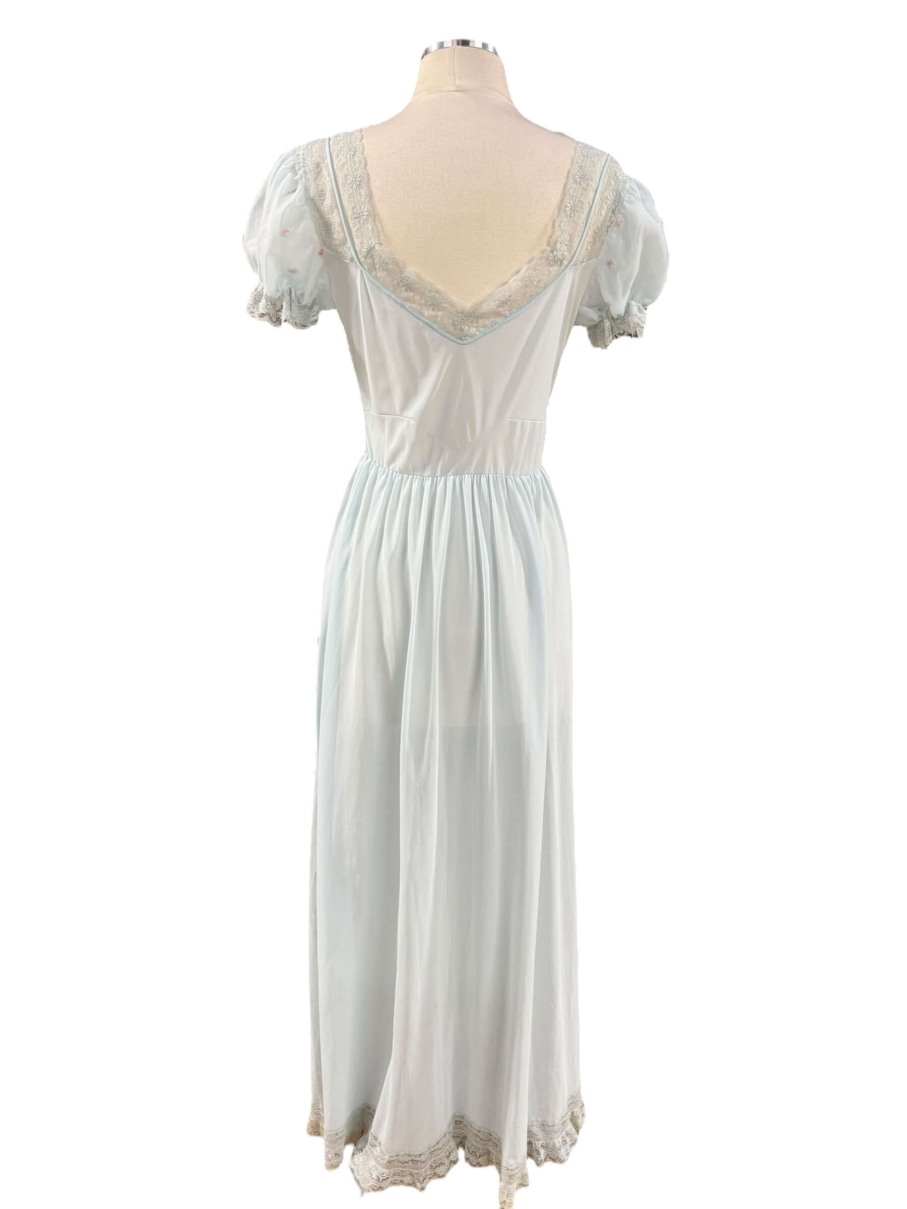 Back view of 1970s Pale Blue Nightgown M
