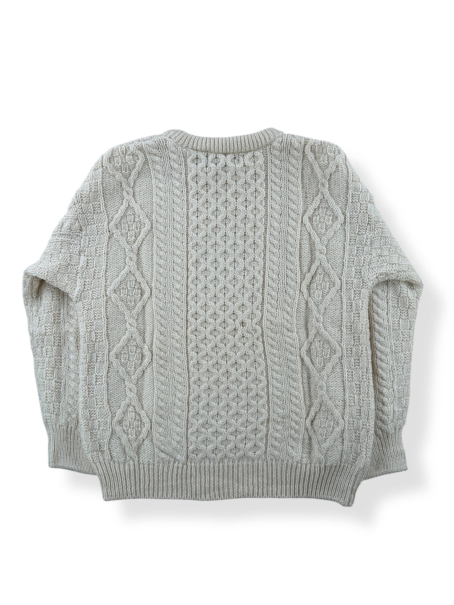 Back of Vintage Aran Crafts Cable Knit Wool Sweater SZ M