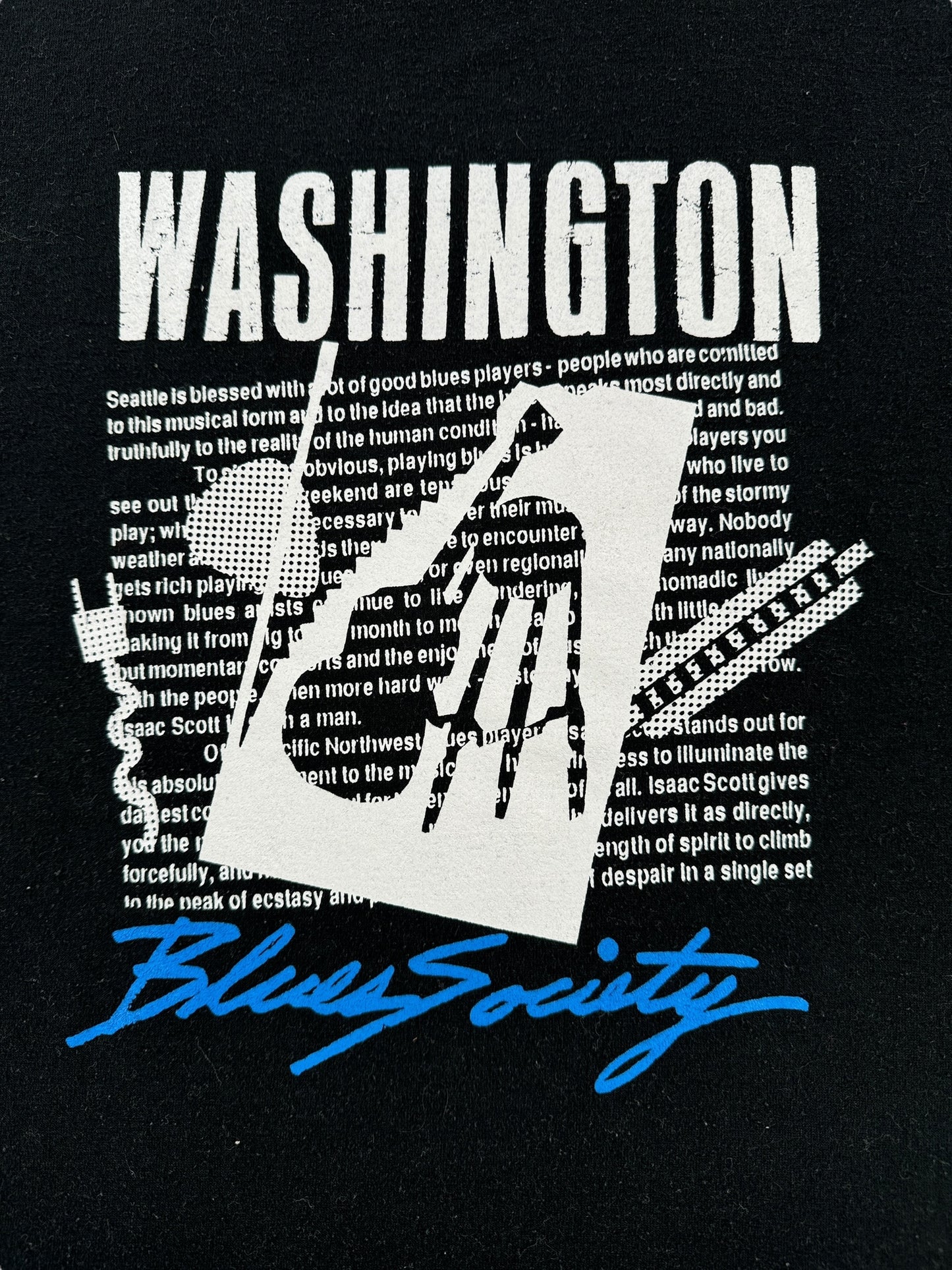 Front Graphic of Vintage Washington Blues Society Tee SZ L
