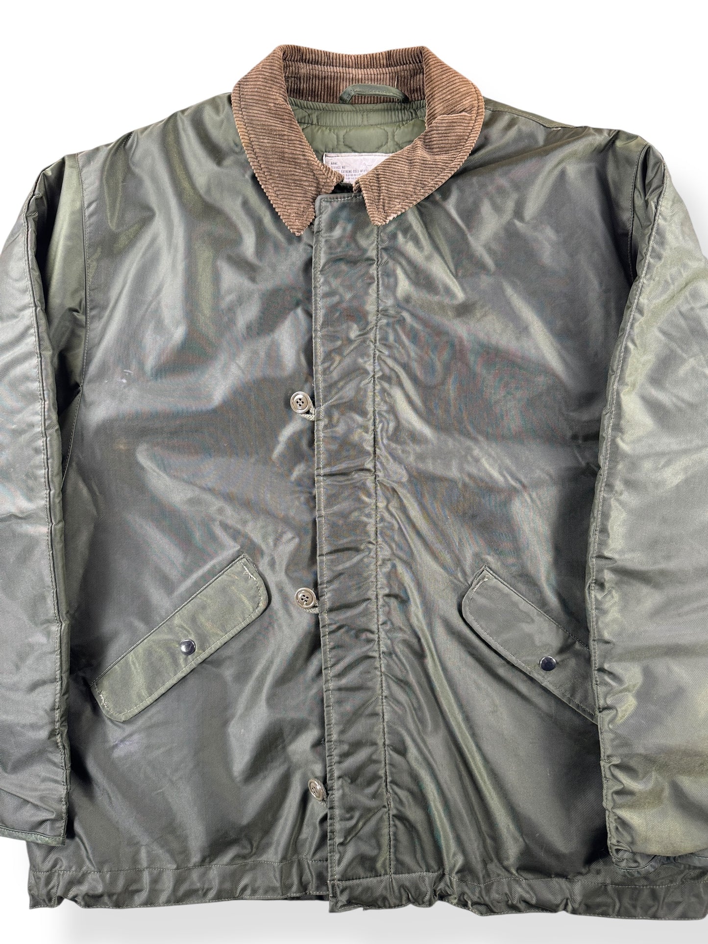 Front Close Up of Vintage Extreme Cold Weather Military Jacket SZ XL