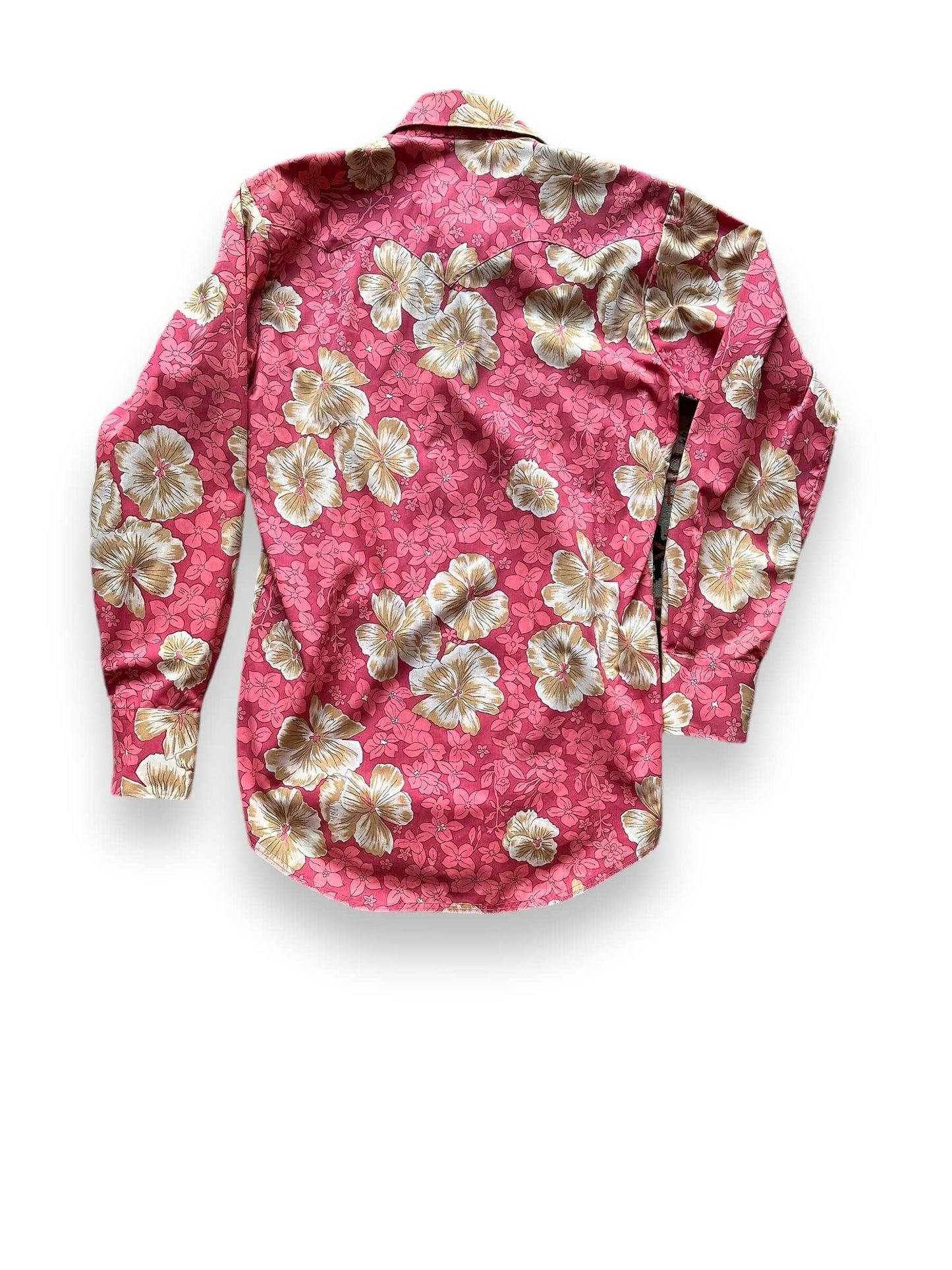 Rear View of Vintage Penneys Floral Western Wear Pearl Snap SZ 15 1/2 | Vintage Western Wear Seattle