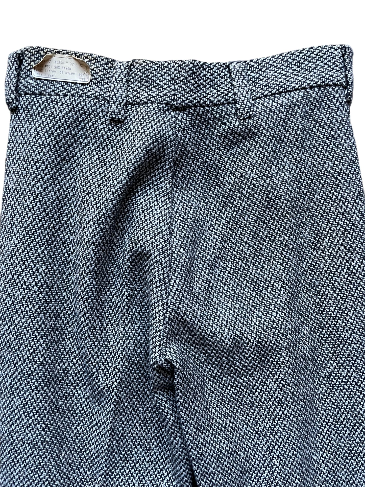 Back seat view of Vintage 1970s Deadstock Wool Blend Tweed Trousers W30 | Barn Owl Vintage Seattle | Vintage Trousers