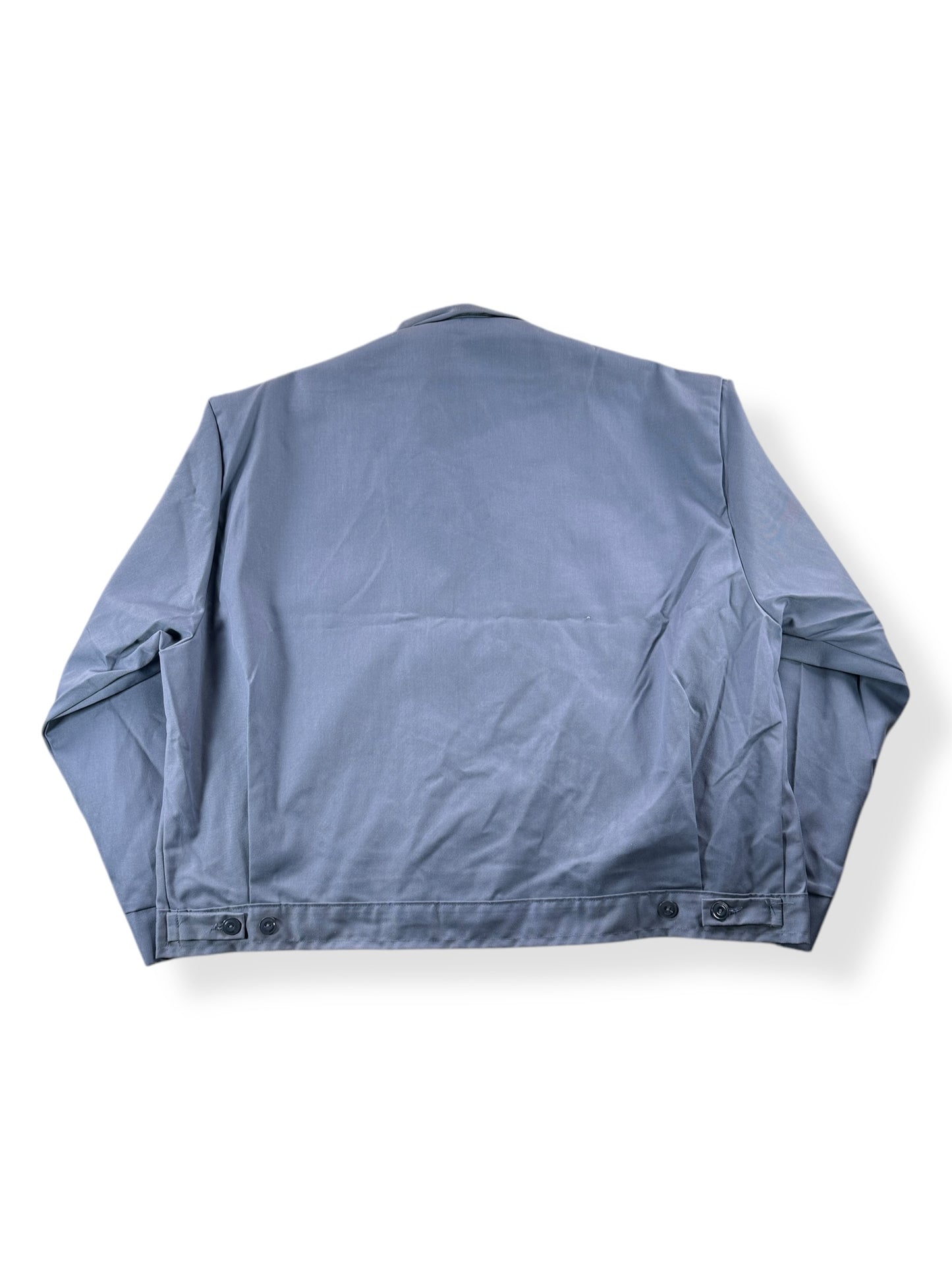Back of Vintage Work Wear Light Blue Gas Station Jacket SZ XXXL