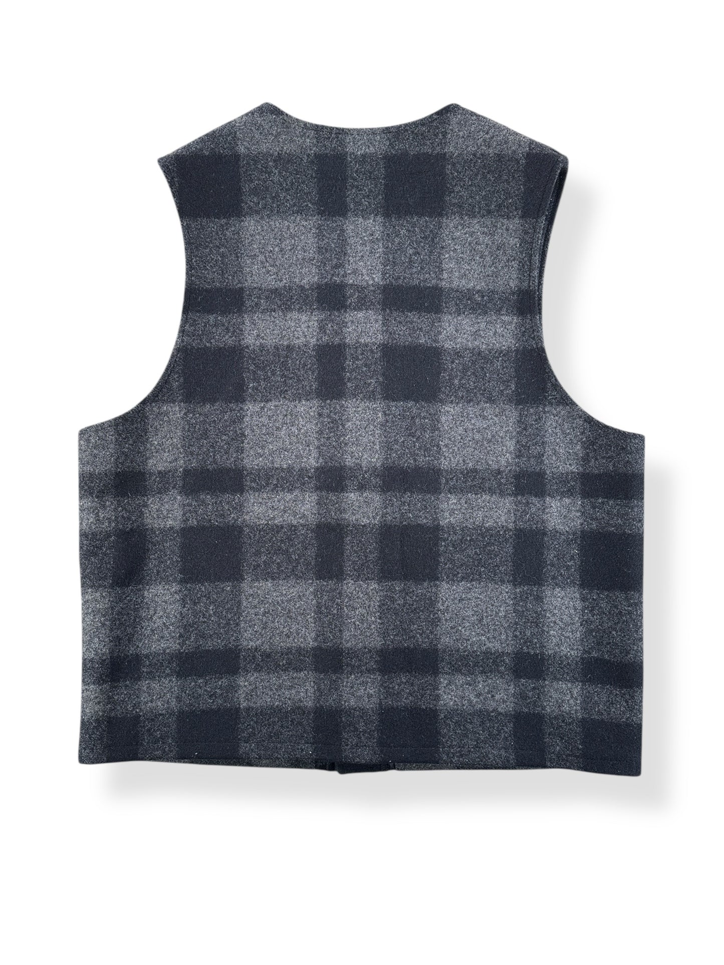 Back of Vintage Filson Black & Grey Style 20 Wool Vest SZ 44
