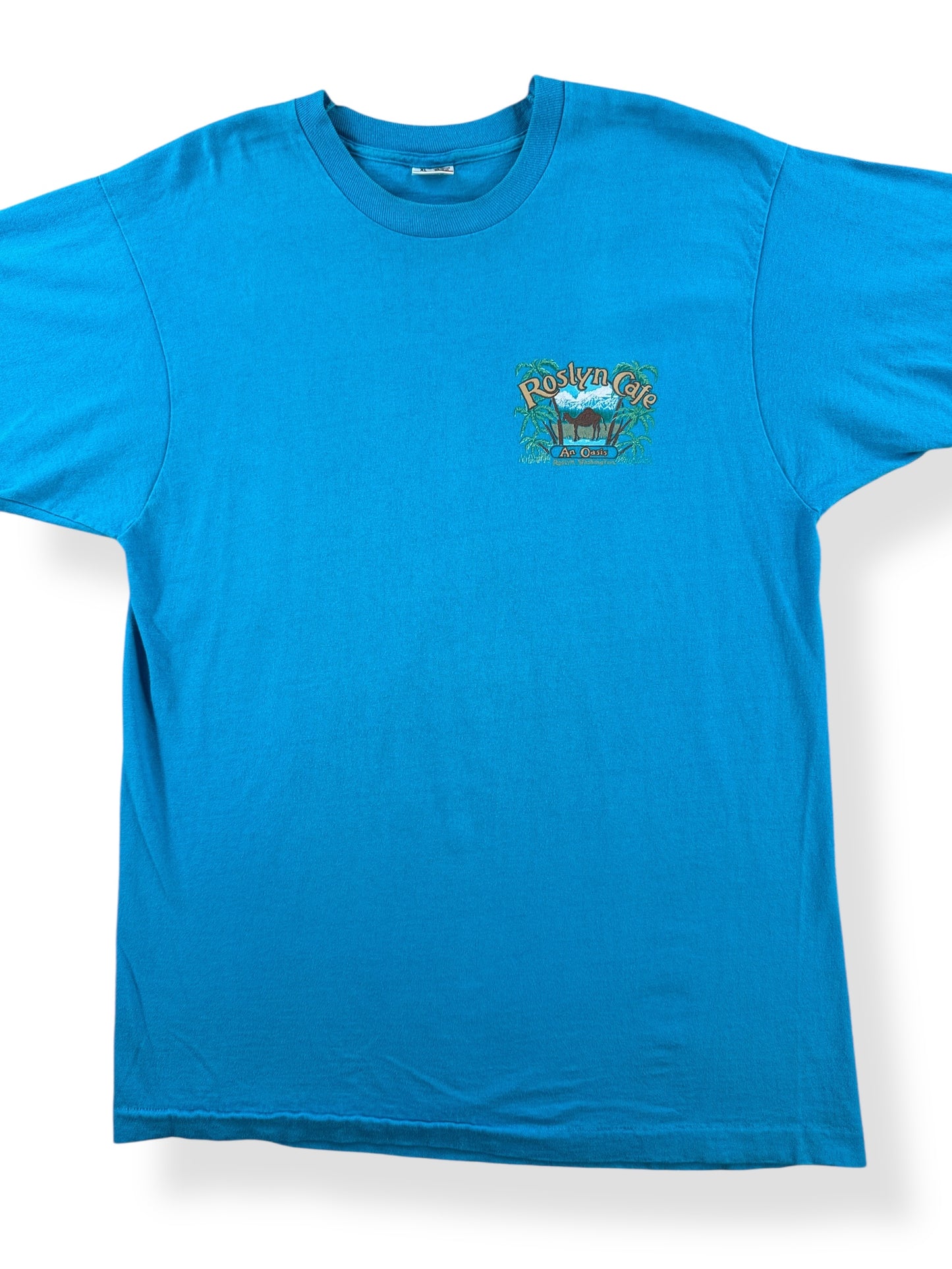 Front Close Up of Vintage Roslyn Cafe Northern Exposure Tee SZ L