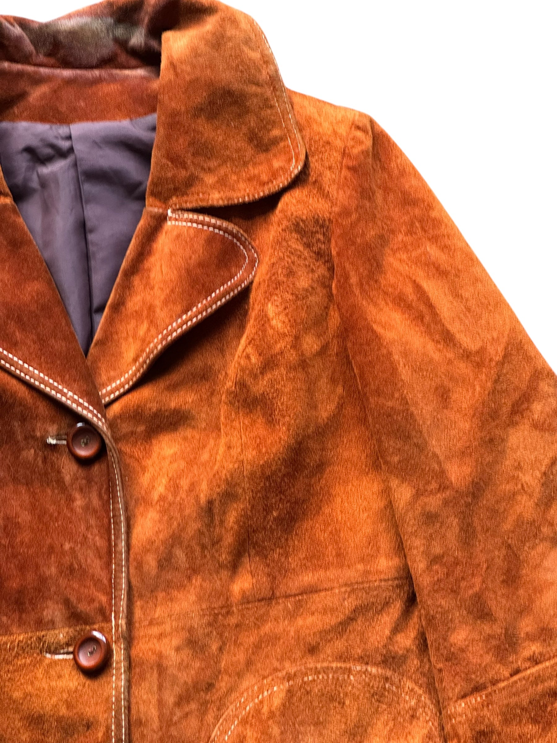 Left shoulder of 1970s Brown Suede Coat M