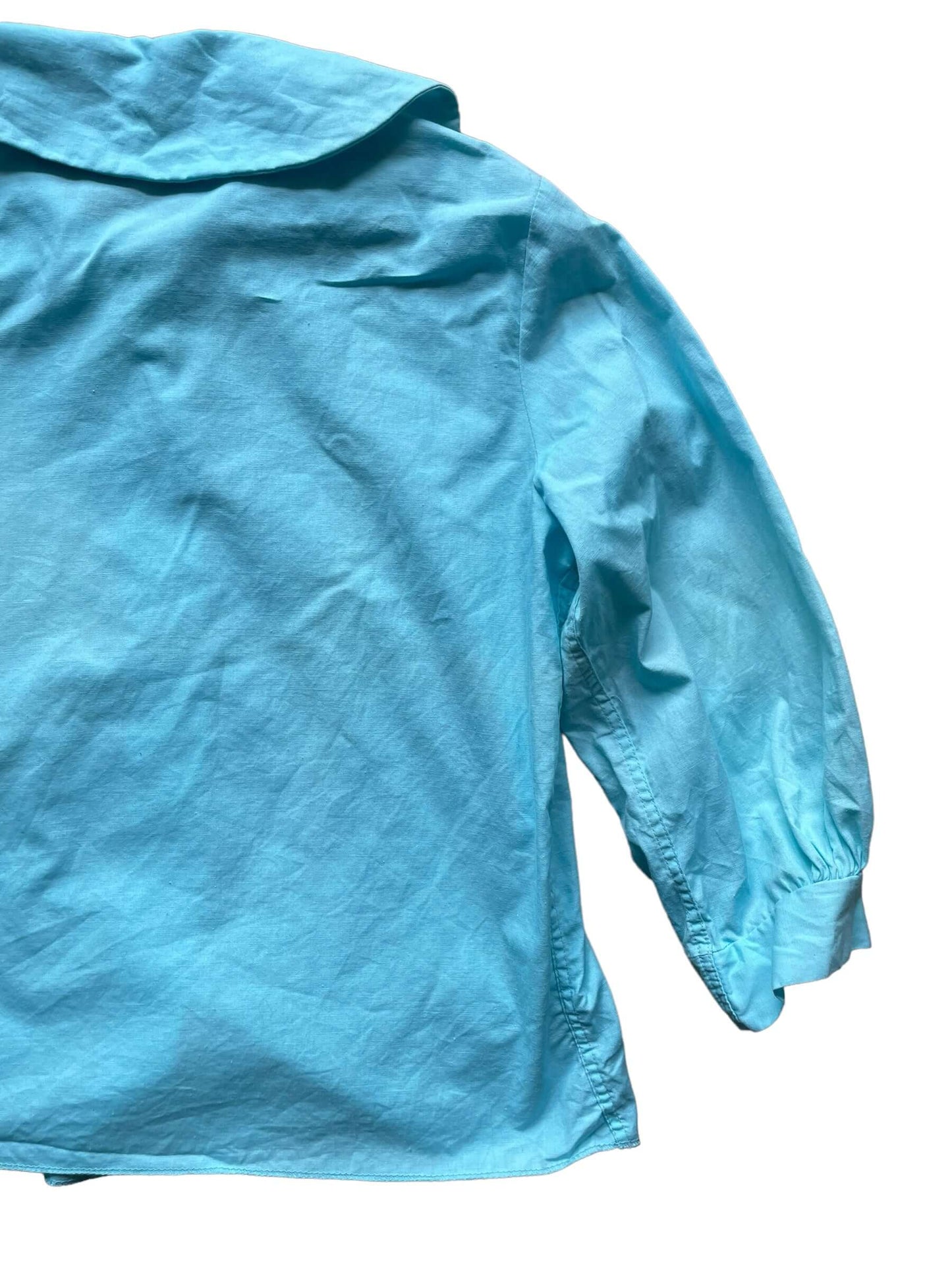 1960s Aqua Blue Peter Pan Collar Button Up M-L