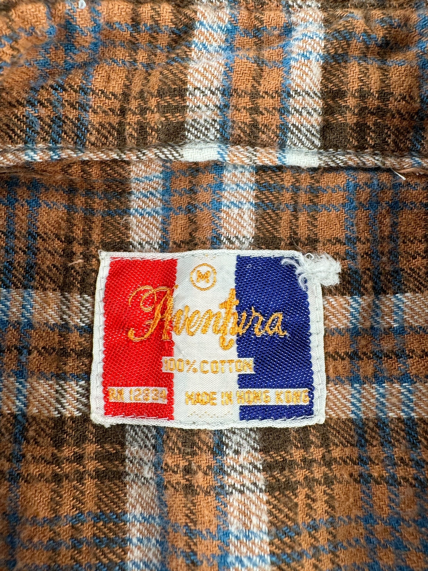 Tag on Vintage 70s Cotton Flannel SZ M