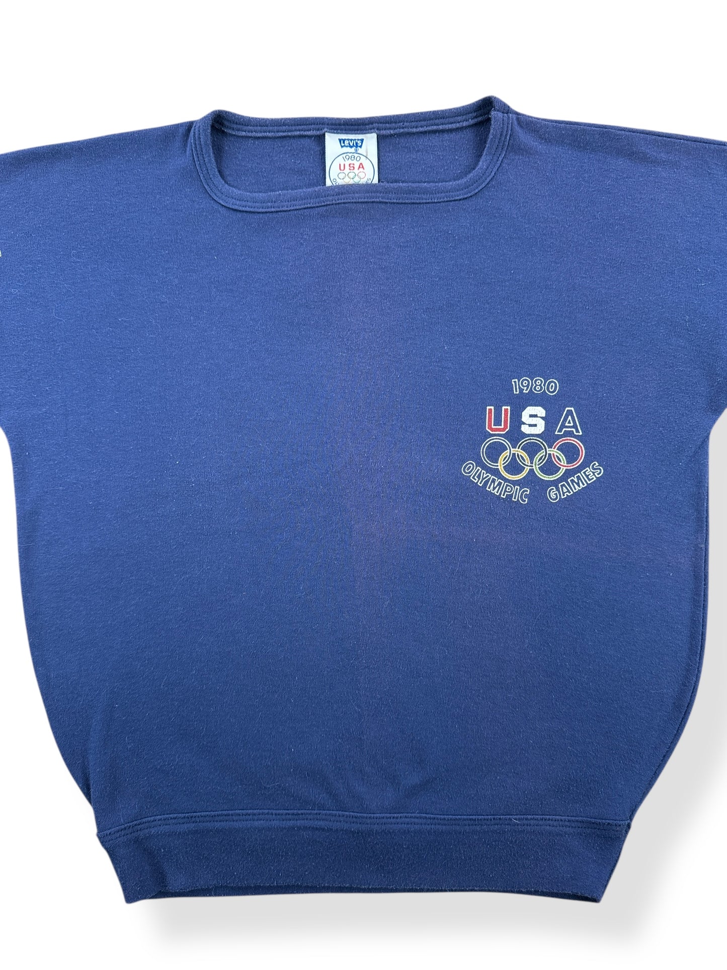 Front Close Up of Vintage 1980 US Olympics Levi's Tee SZ S