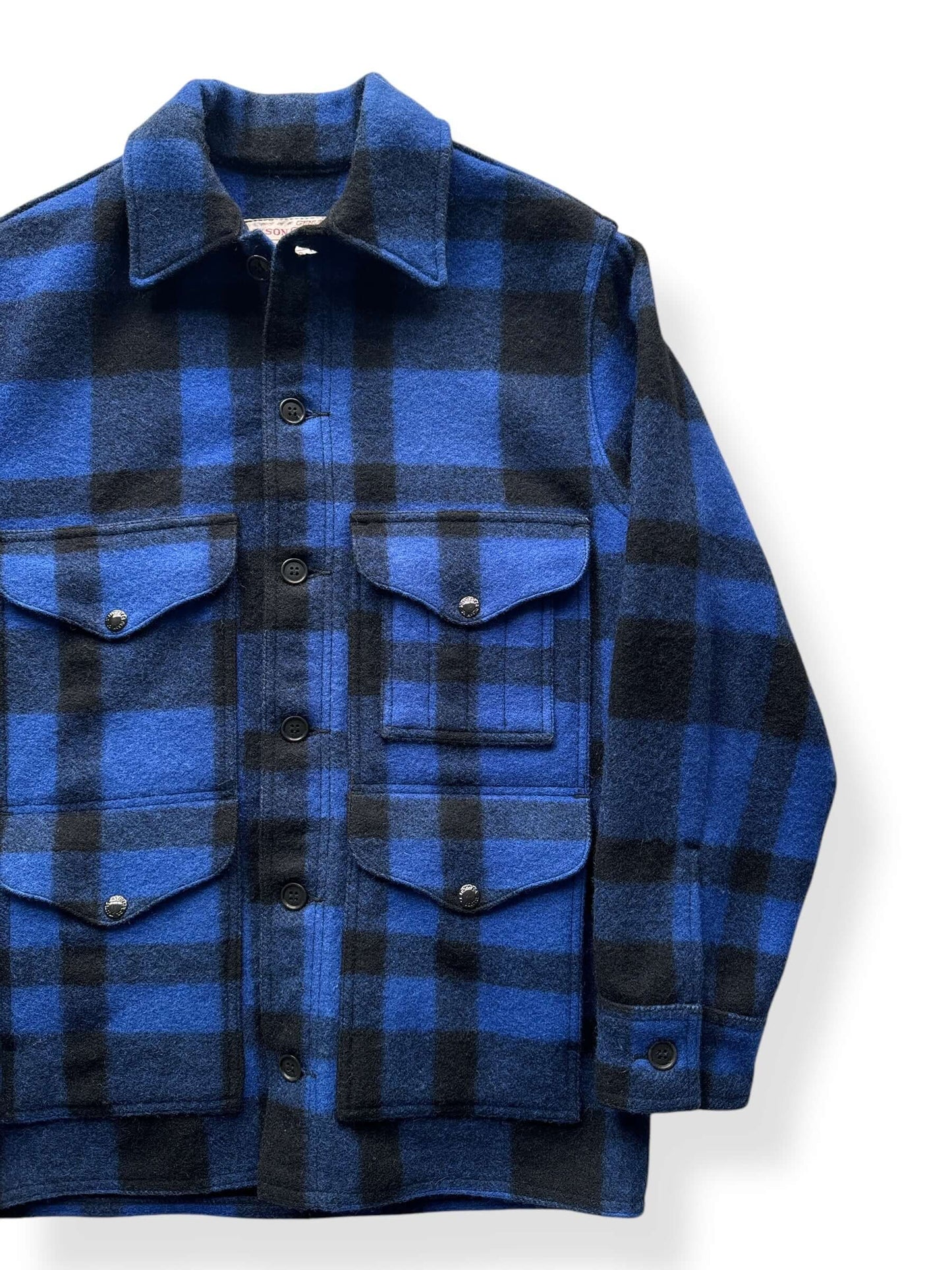 Front Left of Vintage 80s Era Filson Cobalt Black Cruiser SZ 38