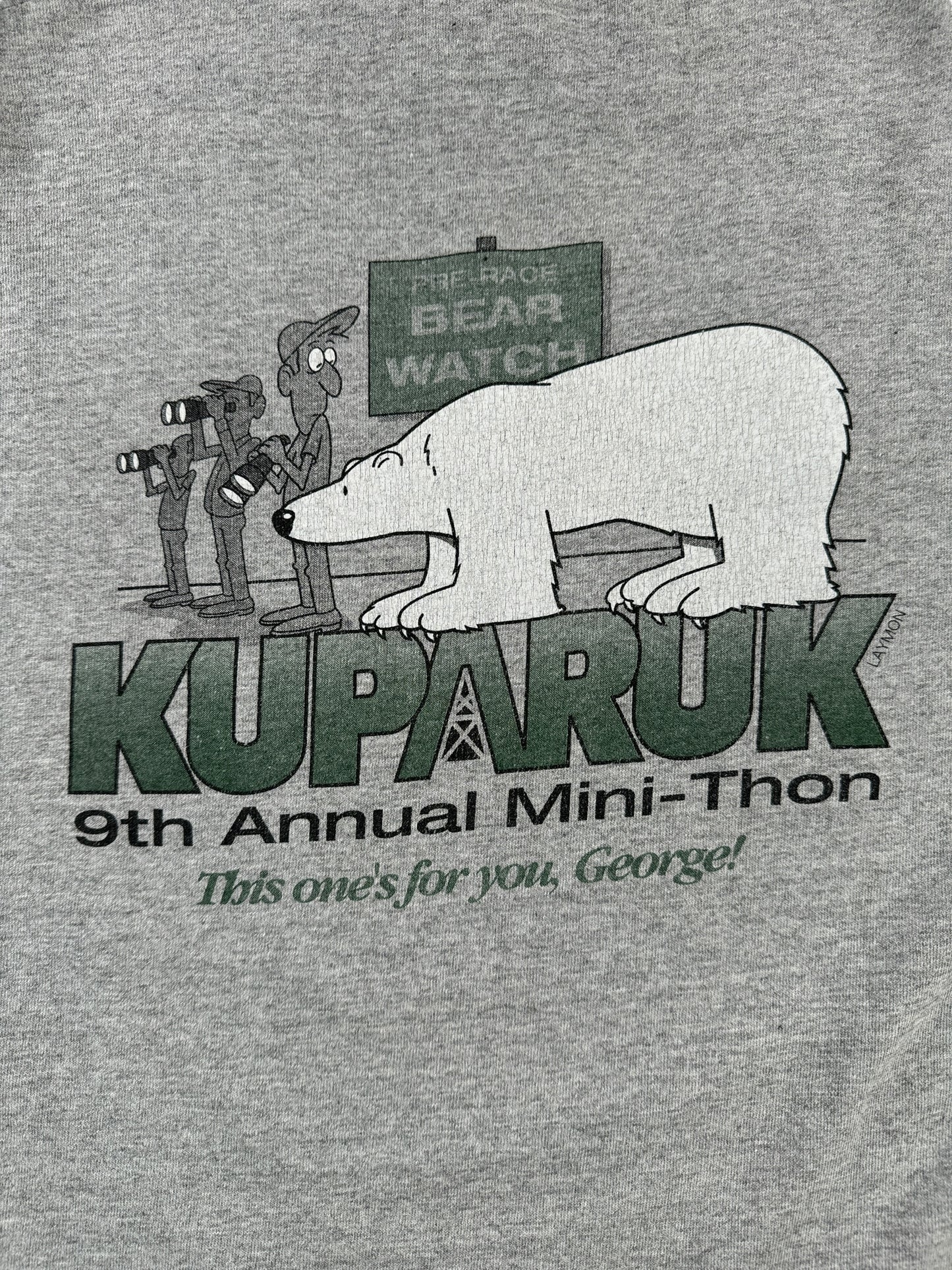 Back Graphic of Vintage Kuparuk Bear Watch Mock Neck Tee SZ XL