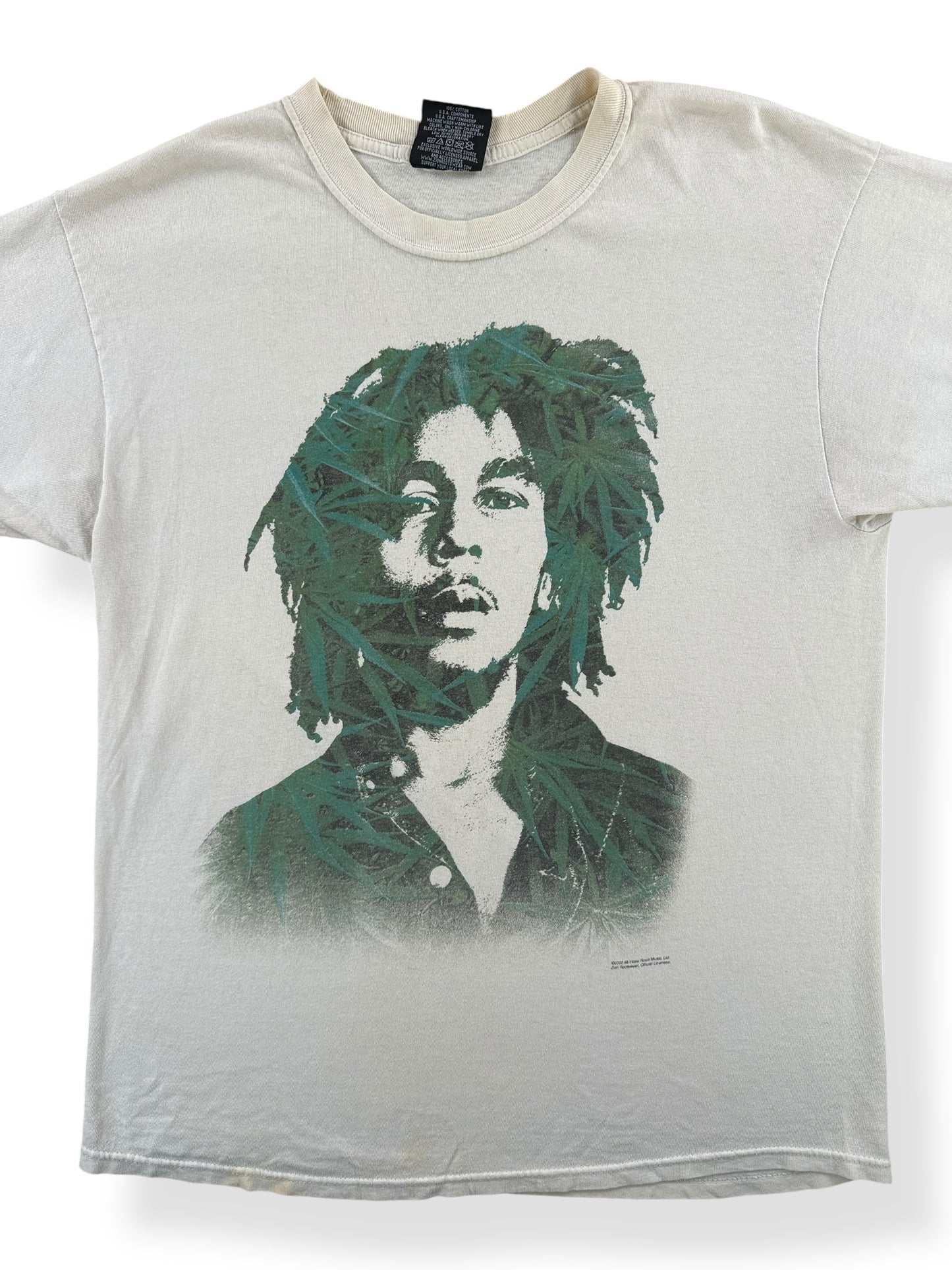 Front Close Up of Vintage Y2k Zion Rootswear Bob Marley Tee SZ L