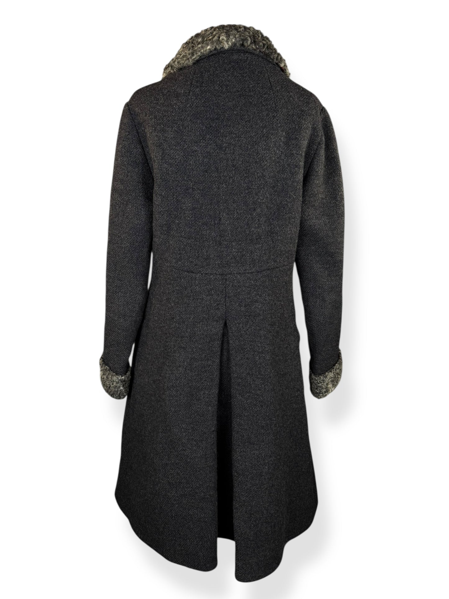 Back view of 1960s Nordstrom's Wool and Lamb's Fur Coat M-L