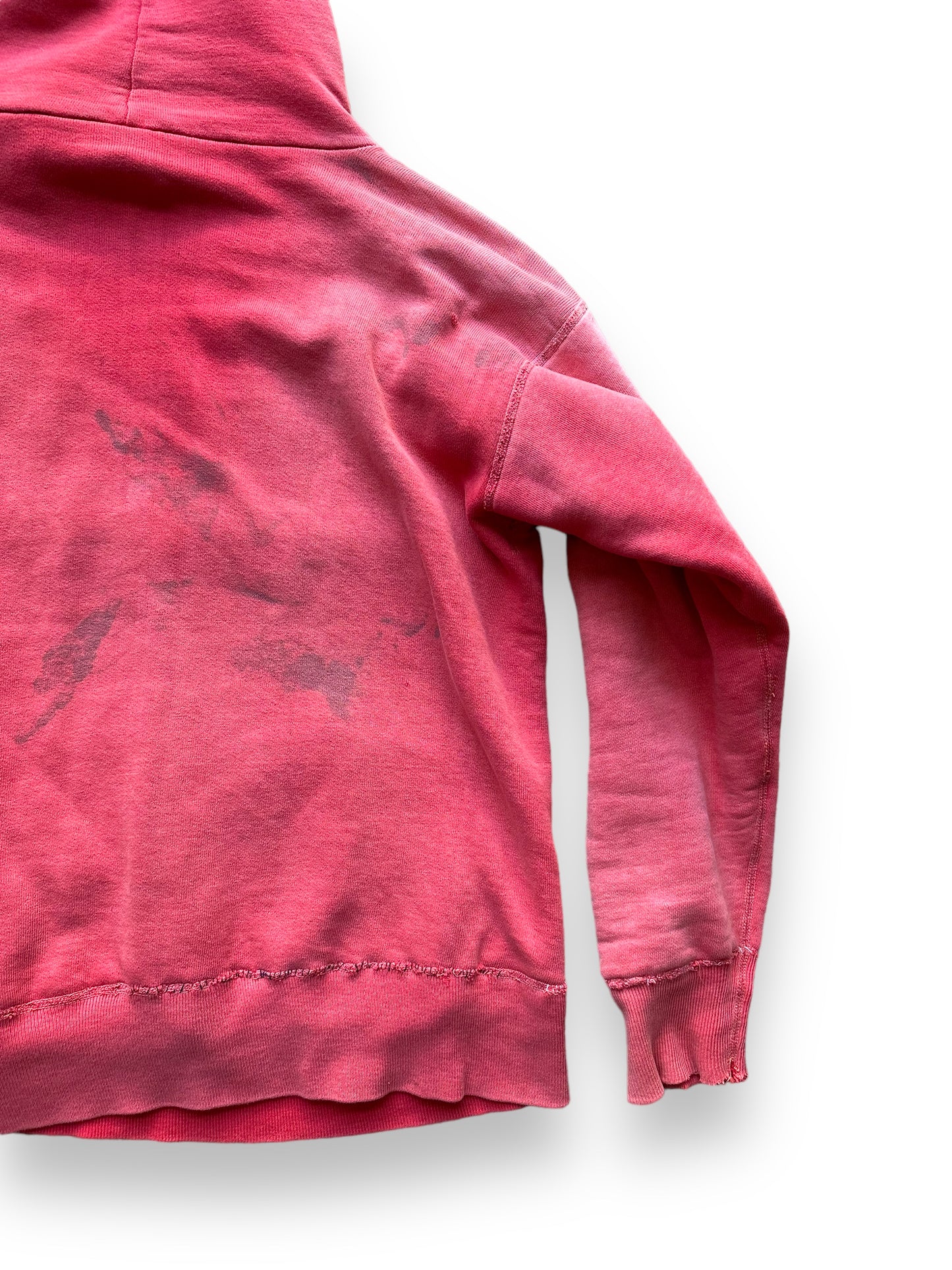 Rear Right View of Vintage Red De Jac Waffle Lined Hooded Sweatshirt SZ L | Vintage Waffle Sweatshirt Seattle | Barn Owl Vintage Clothing