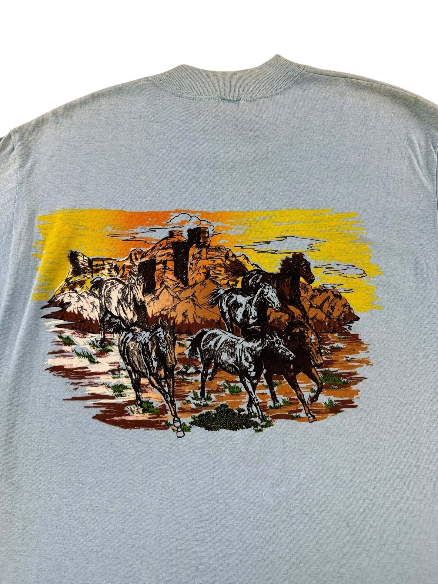 Back Graphic of Vintage Horse AOP Pocket Tee SZ L