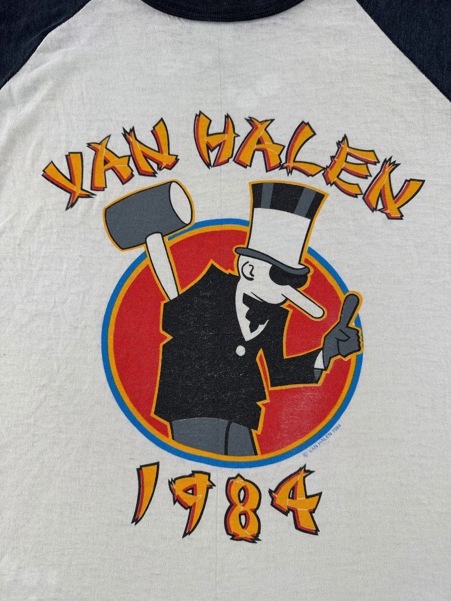 Back Graphic of Vintage 1984 Van Halen Raglan Band Tee SZ XL