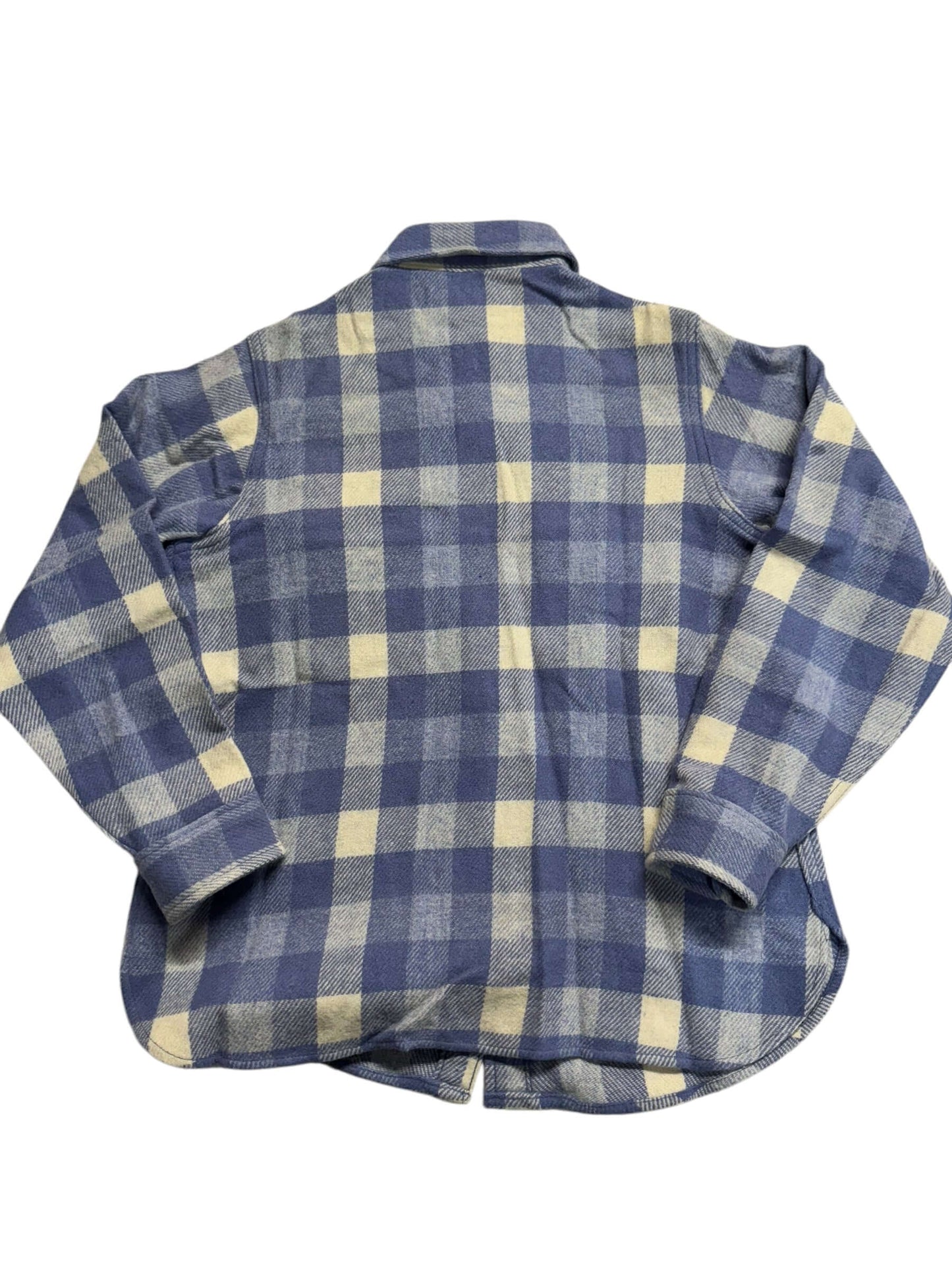 Back of 1970s Blue/White "The Woolrich Woman" Flannel S-M