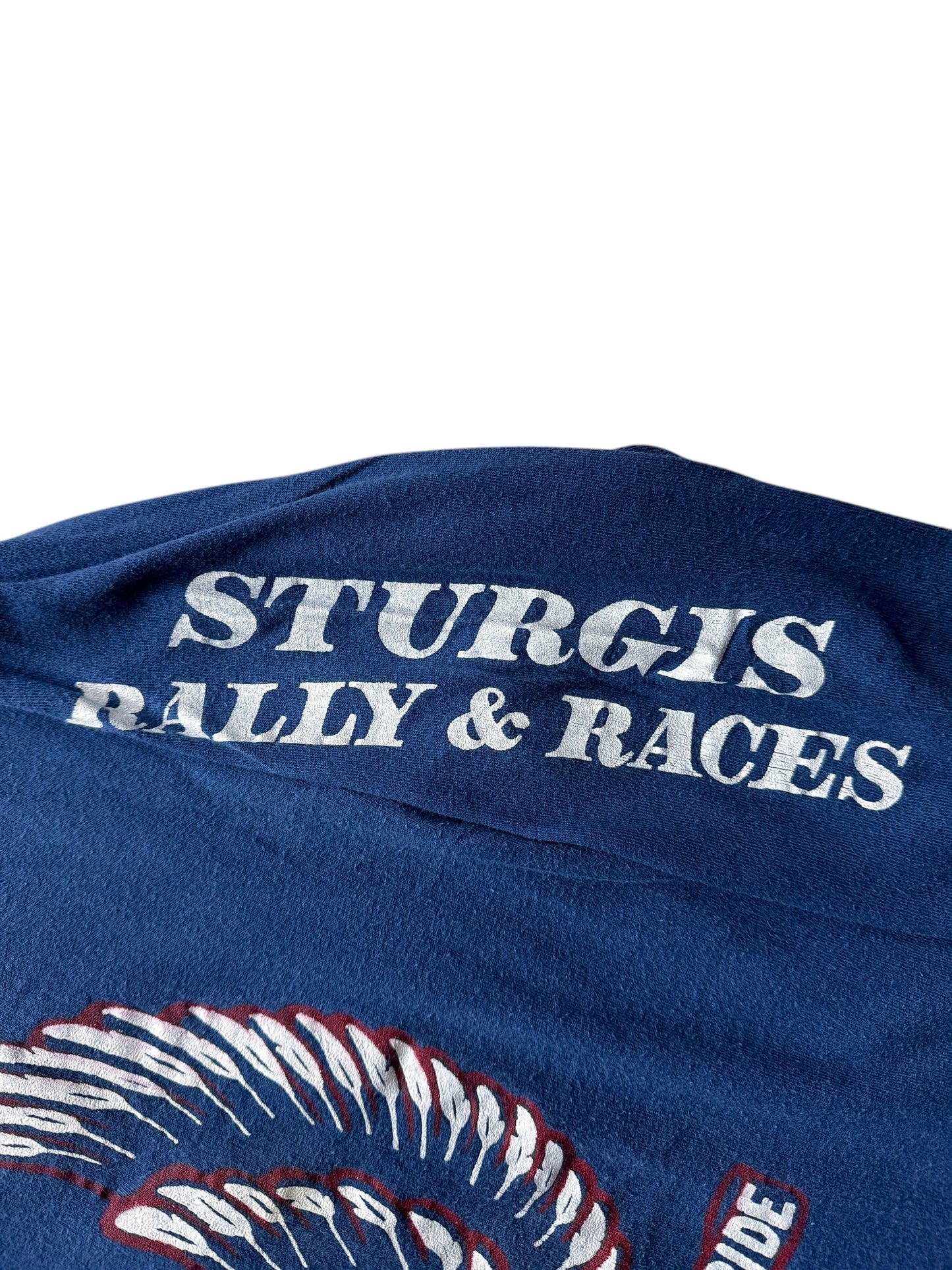Sleeve Graphic on Vintage 1984 Sturgis Long Sleeve Ride to Live Live to Ride Skull Tee SZ S