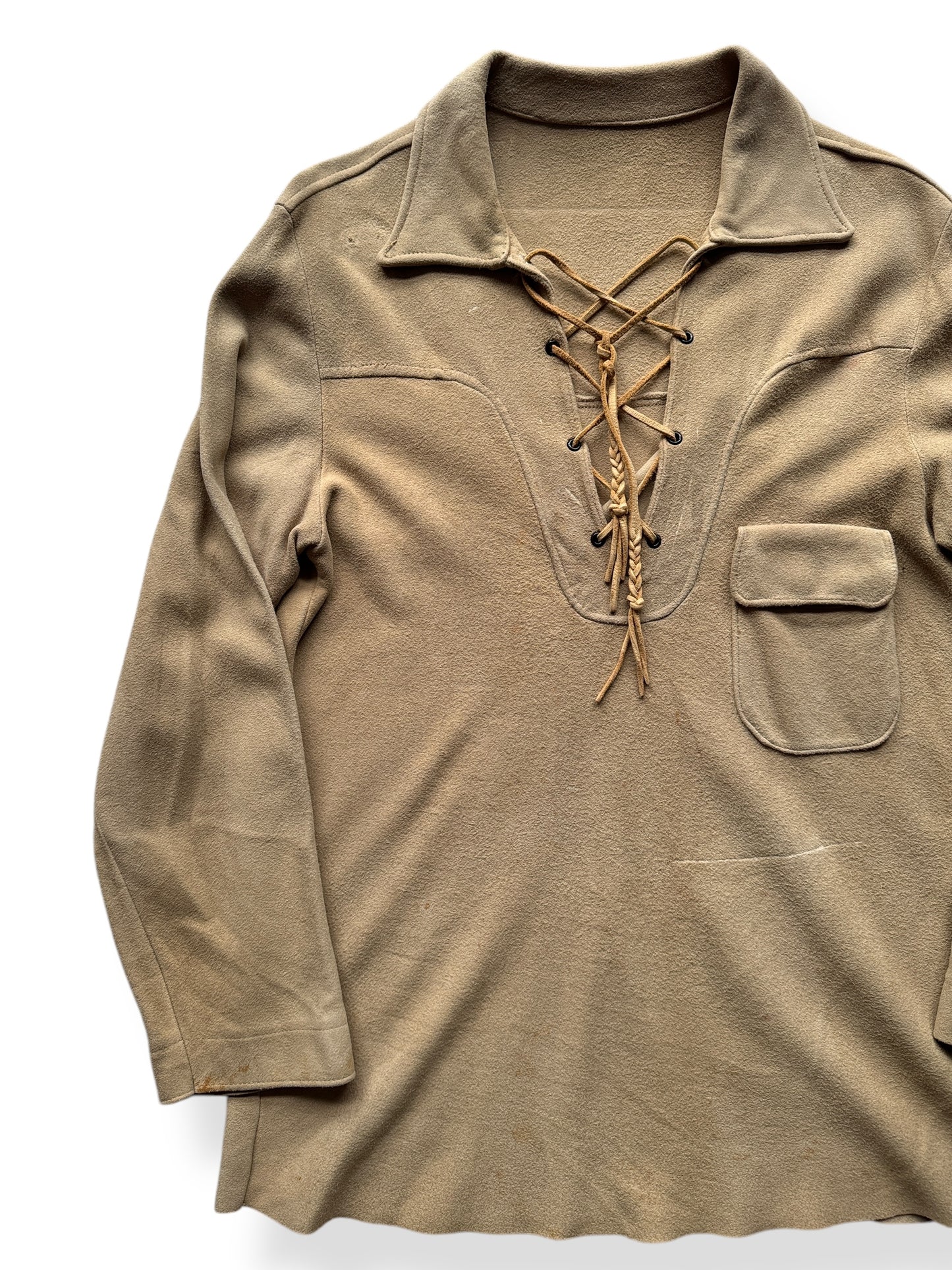 Front Right of Vintage Microsuede Pullover Smock SZ M