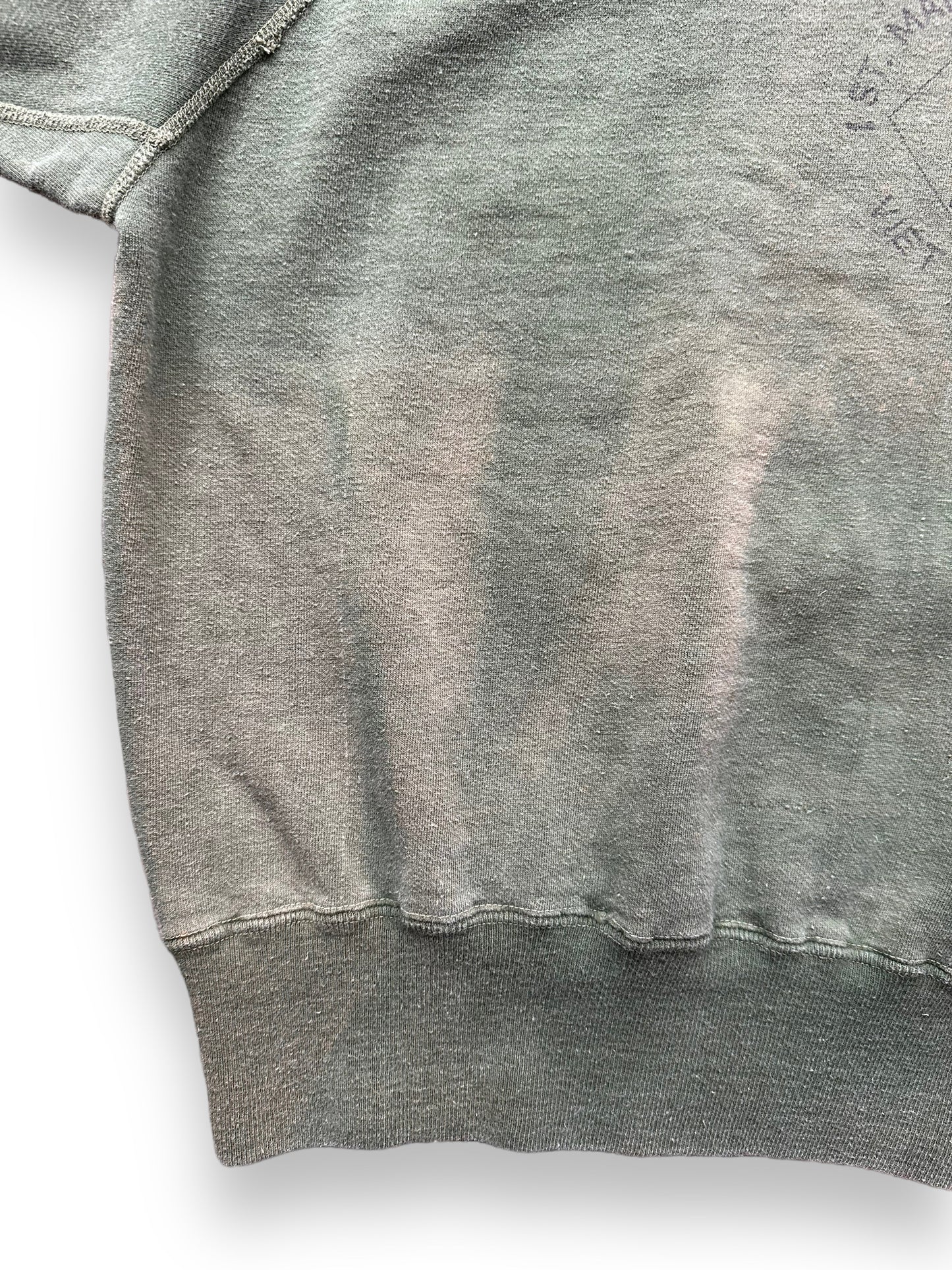 Sun Fading on Front of Vintage Viet Nam 1st Marines Division Short Sleeve Sweatshirt SZ M | Vintage Crewneck Sweatshirt Seattle | Barn Owl Vintage Seattle