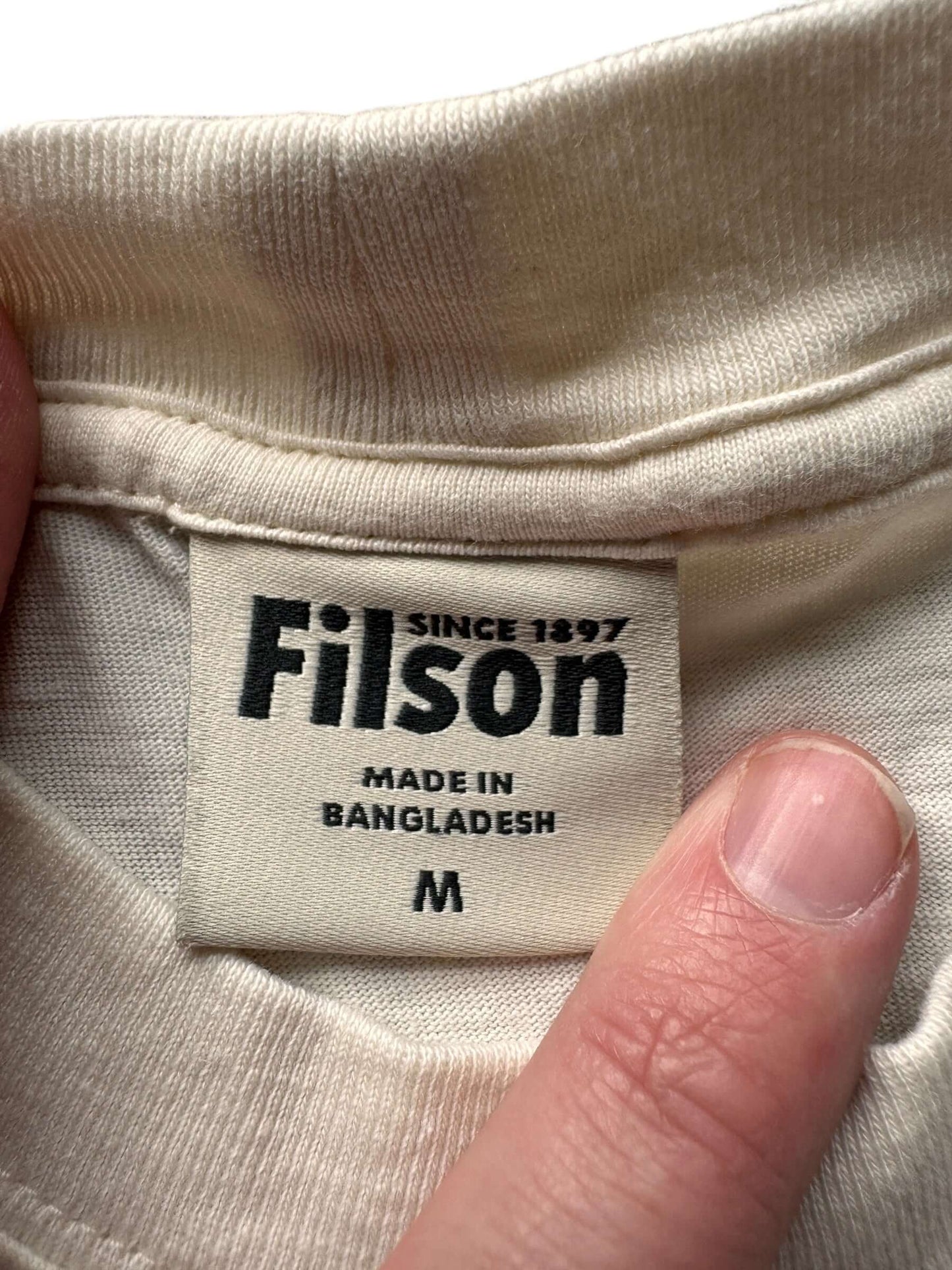 Tag on Filson Ranger Solid One Pocket Long Sleeve Tee SZ M