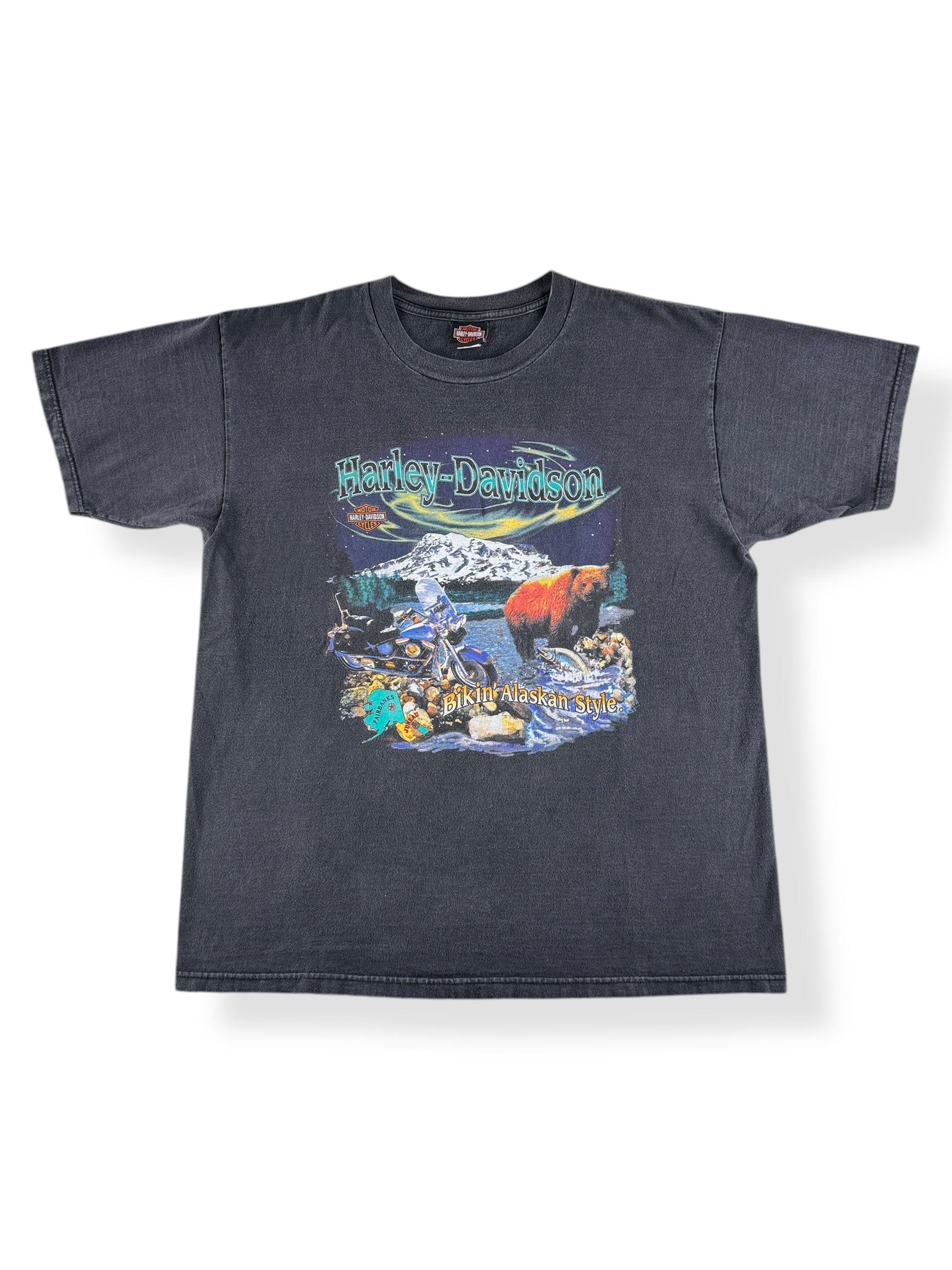 Front of Vintage Fairbanks Alaska Harley Tee SZ XL