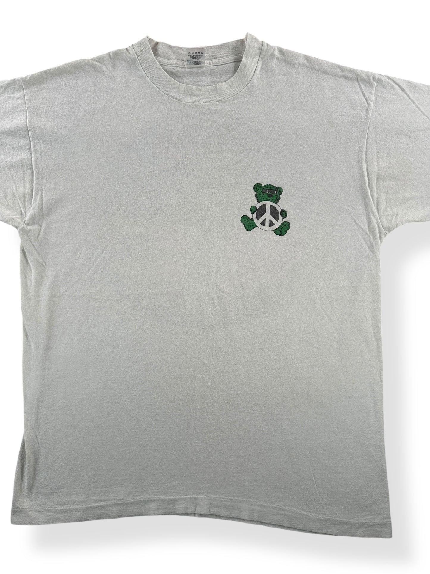 Front Close Up of Vintage Peace Bear Grateful Dead Tee SZ XL