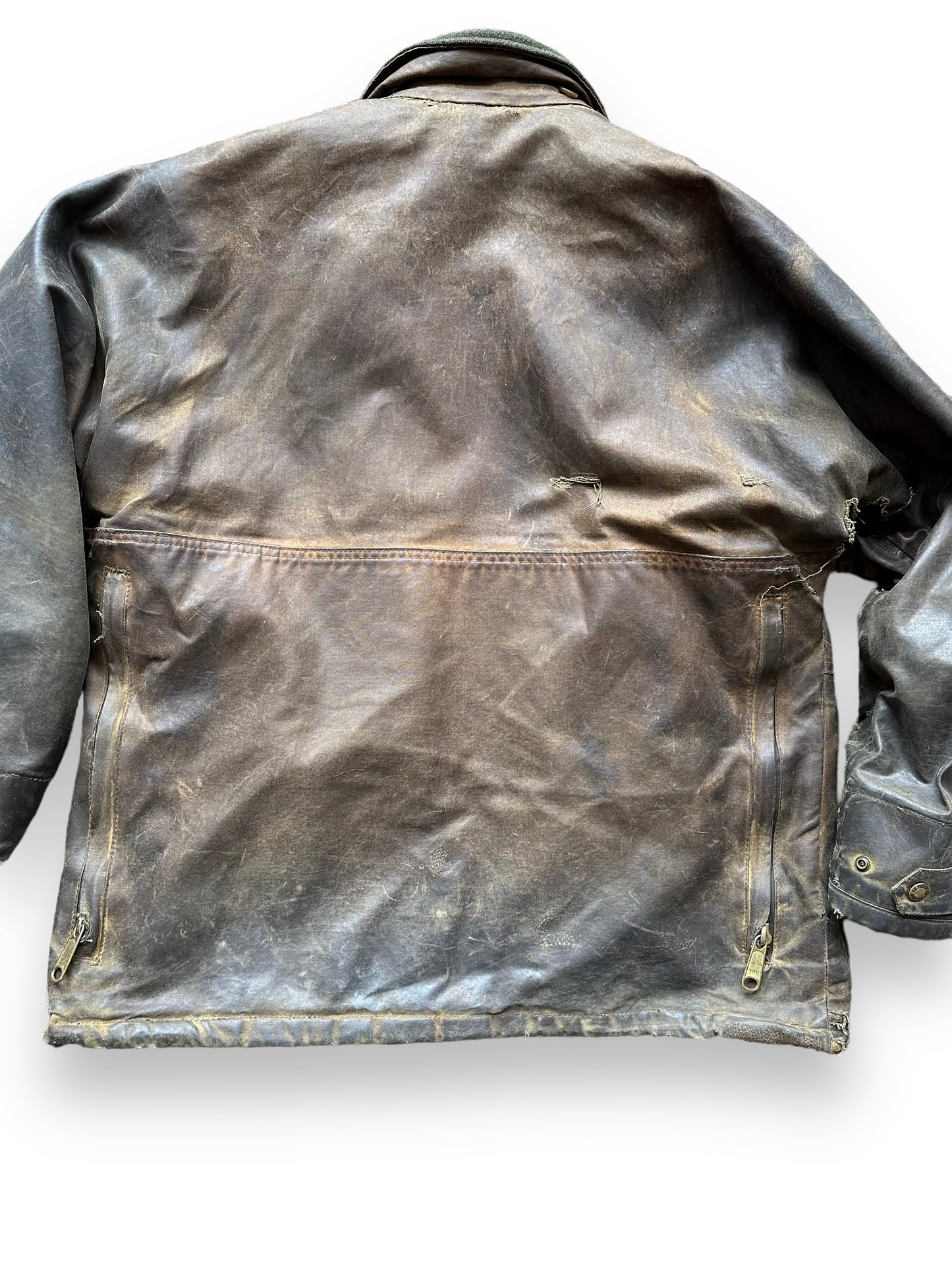 Rear Detail on Filson Nasty Boy Tin Cloth Field Jacket SZ 42 | Filson Tin Cloth Jacket | Vintage Workwear Seattle