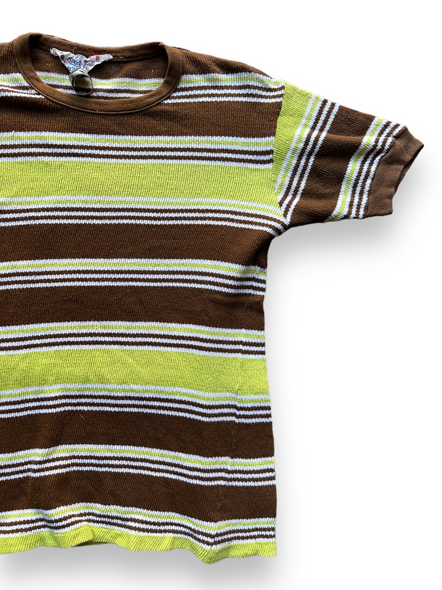 Front Left View of Vintage Sears Sport Knit Striped Cotton Top SZ M | Vintage Striped Shirts Seattle | Barn Owl Vintage Tees Seattle