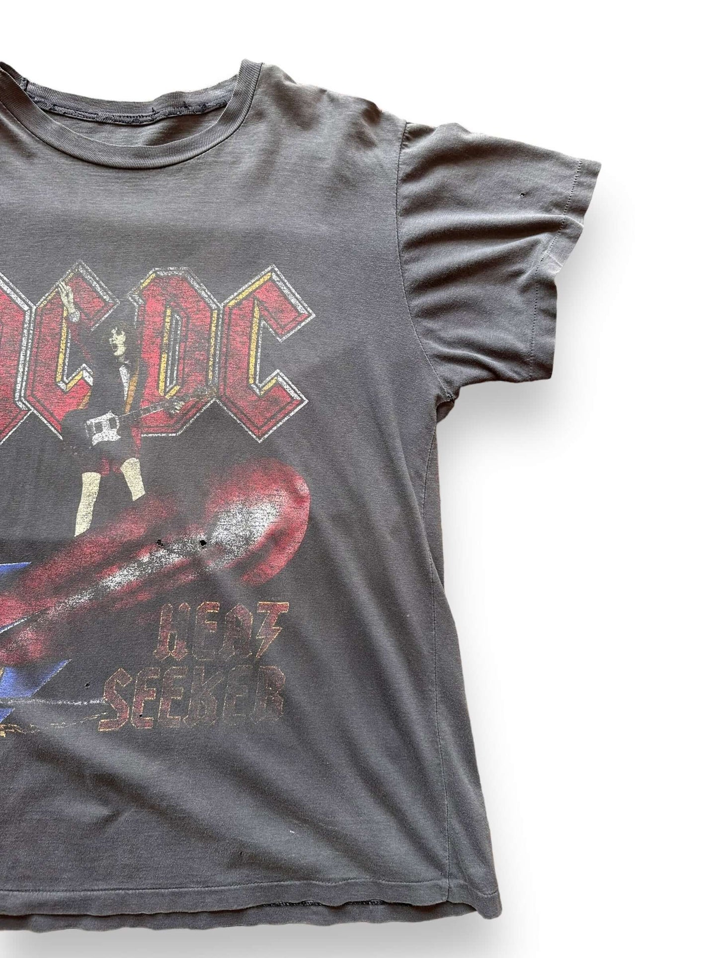 front left of Vintage 80's ACDC "Heat Seeker" Band Tee Shirt SZ M
