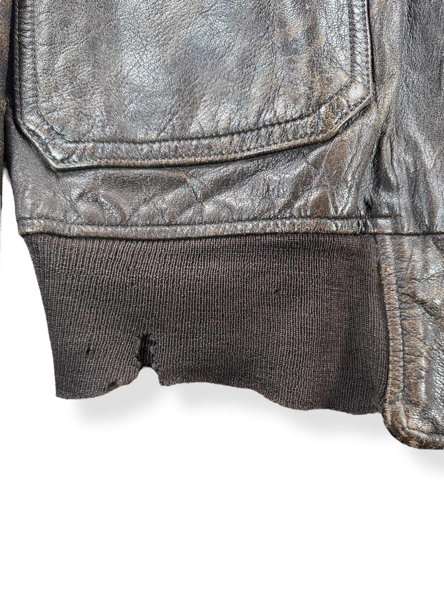 Damaged Waistband on Vintage USN G-1 Bomber Jacket SZ 40 AS IS