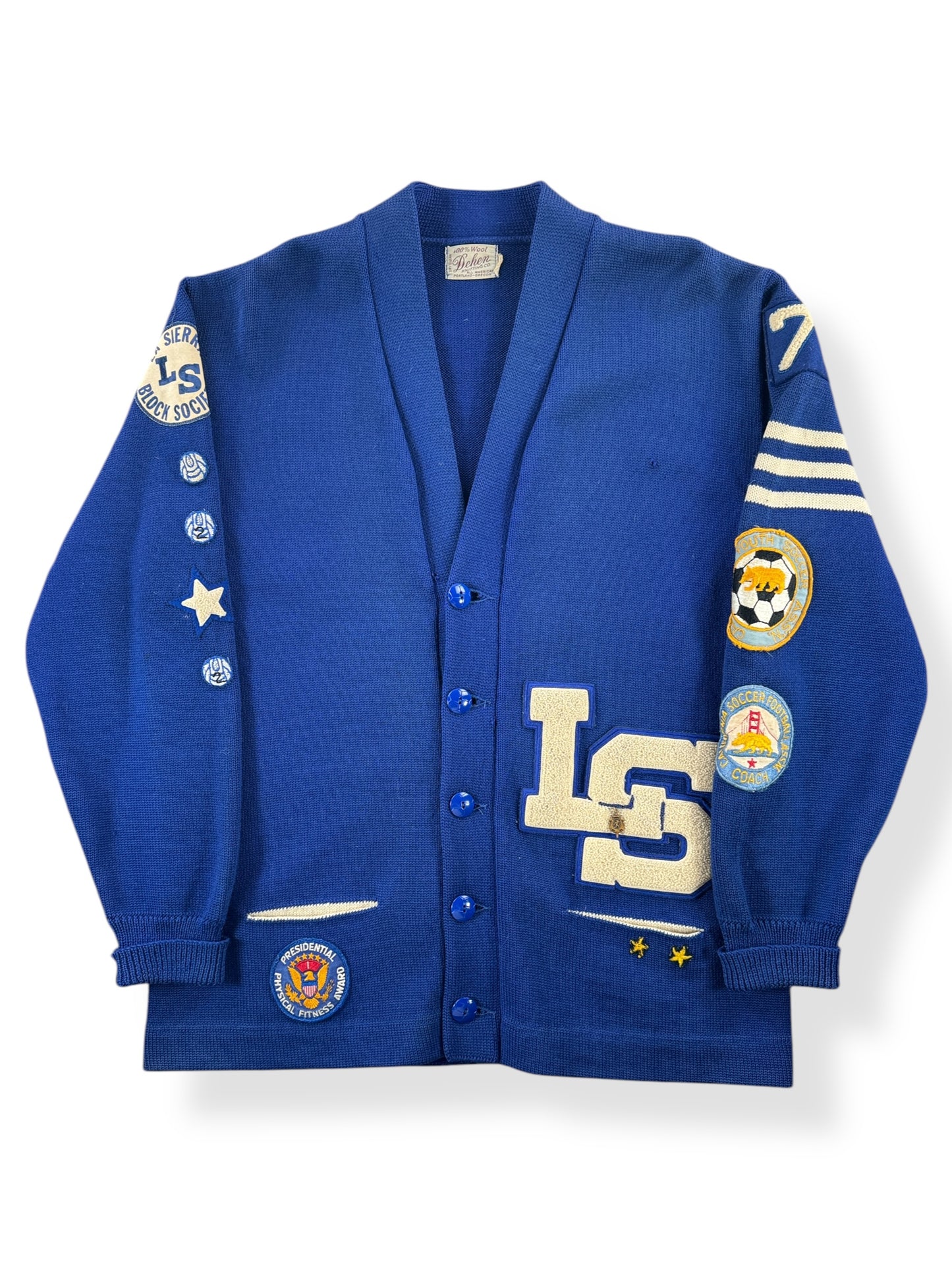 Front of Vintage 1971 Dehen Letterman's Sweater SZ XL