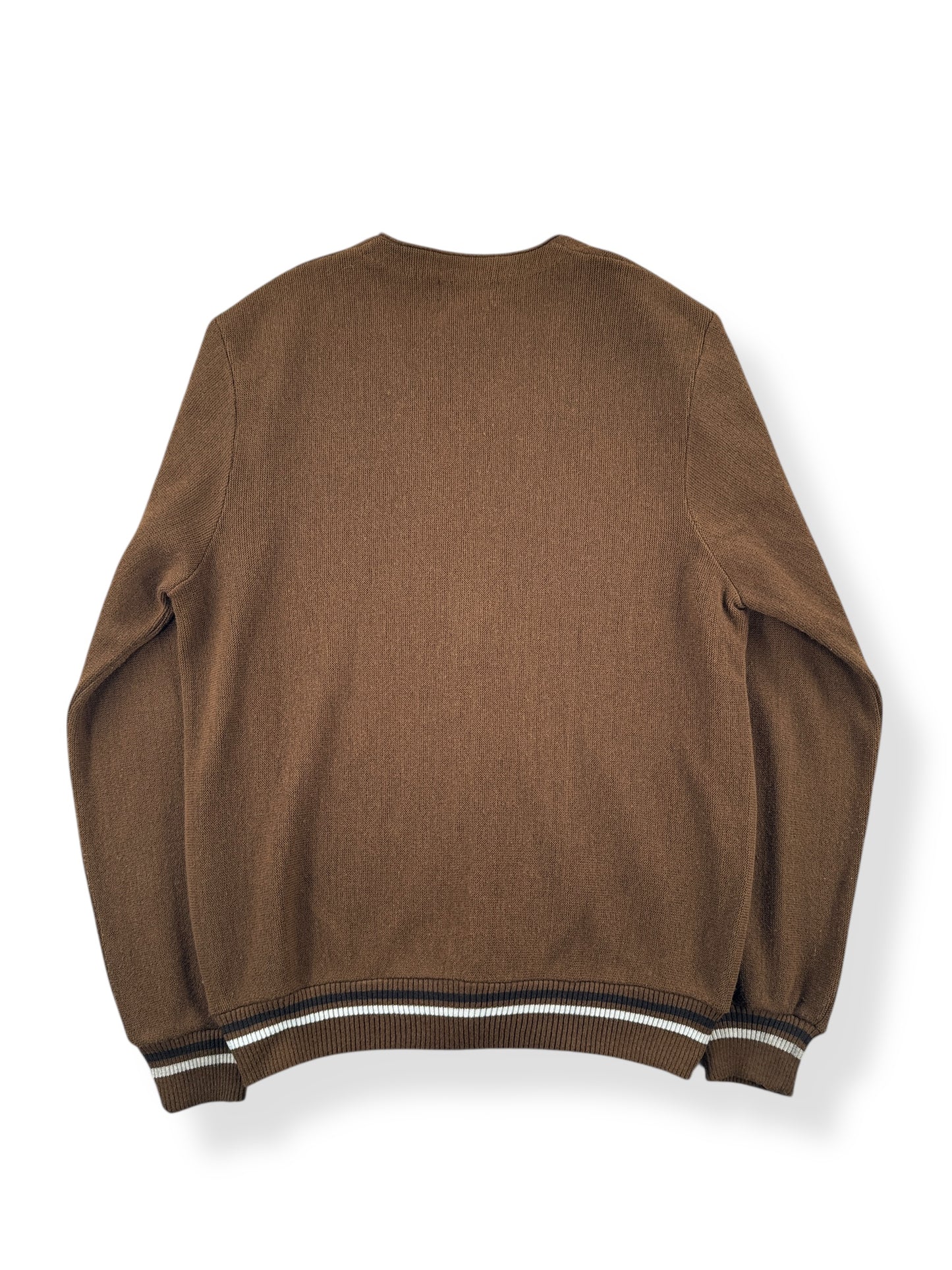 Back of Vintage Columbia Knit Thunderbird Cardigan SZ L