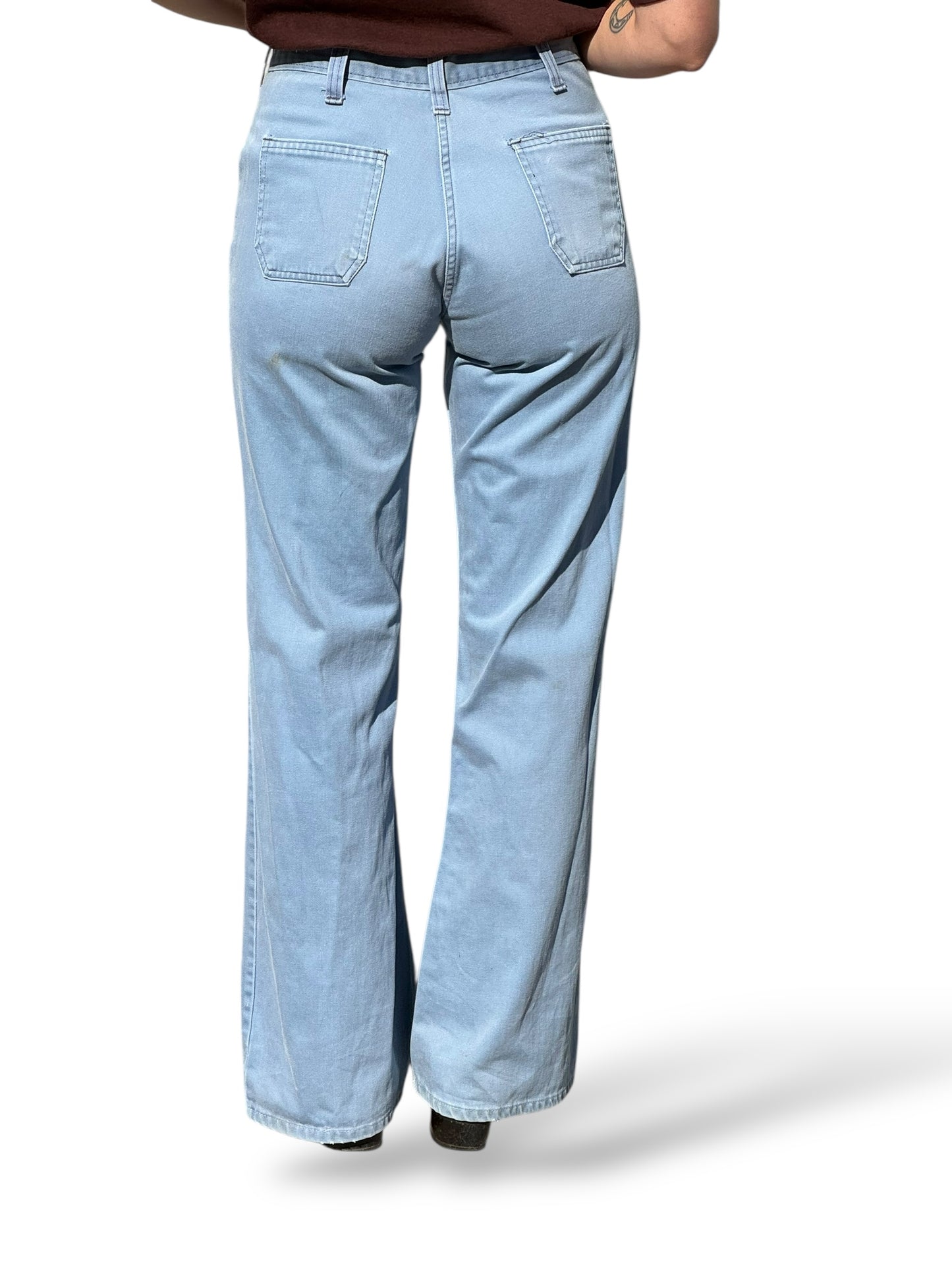 Back on Body of Vintage 70s Flared Trousers W29