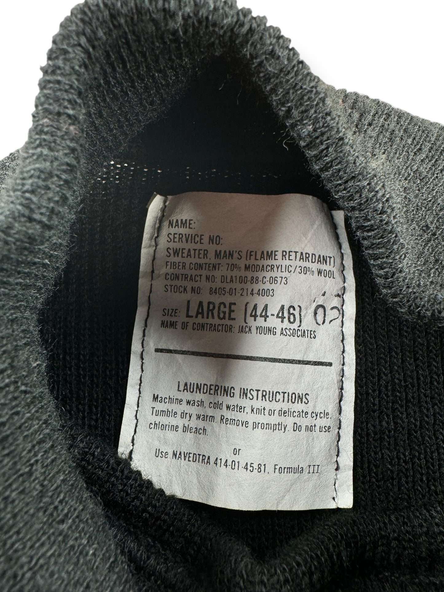 Label on Vintage Naval Military Sweater SZ M
