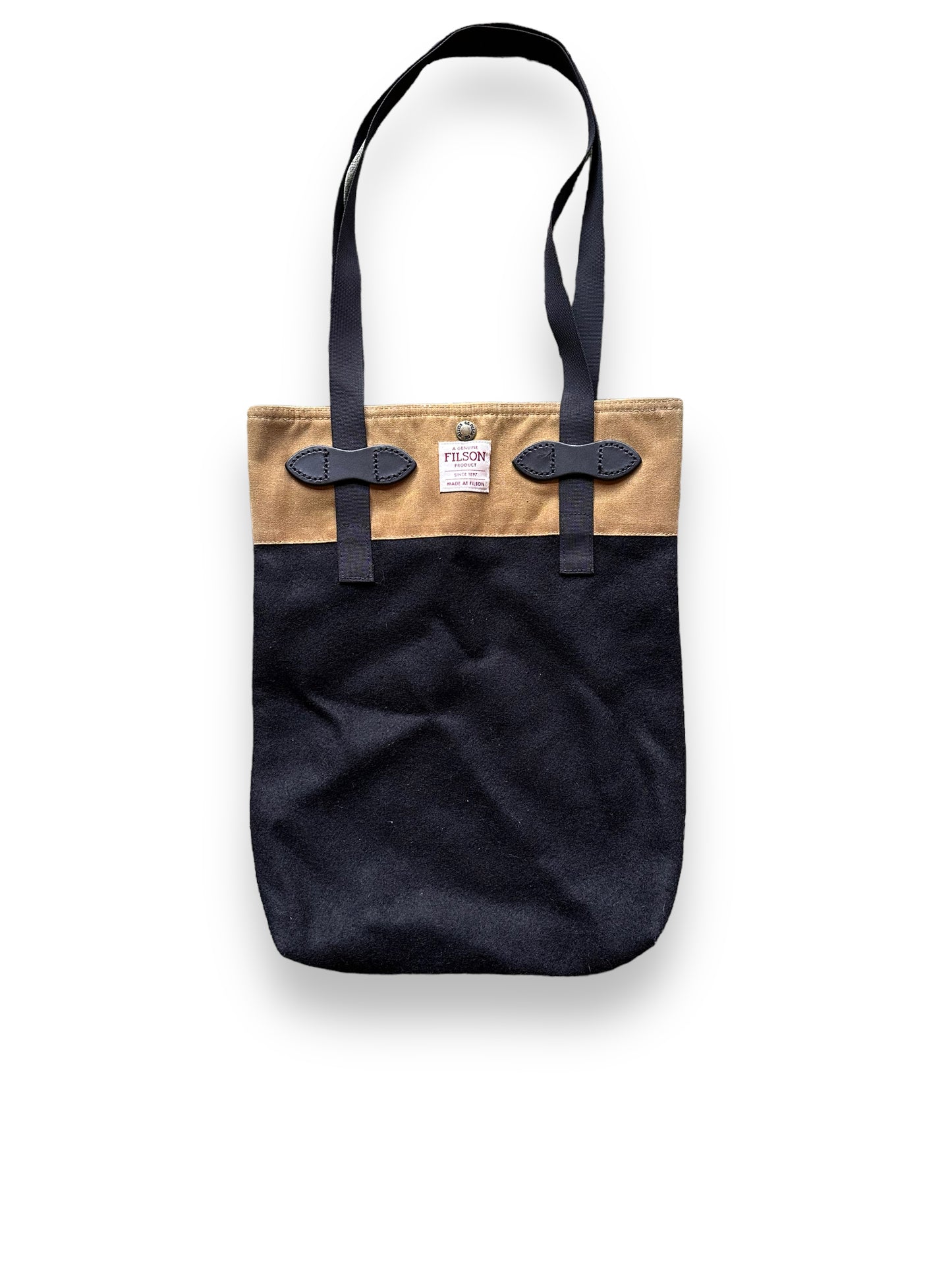 Front View of Filson Wool Tin Cloth Tote Bag SZ S |  Barn Owl Vintage Goods | Vintage Filson Workwear Seattle