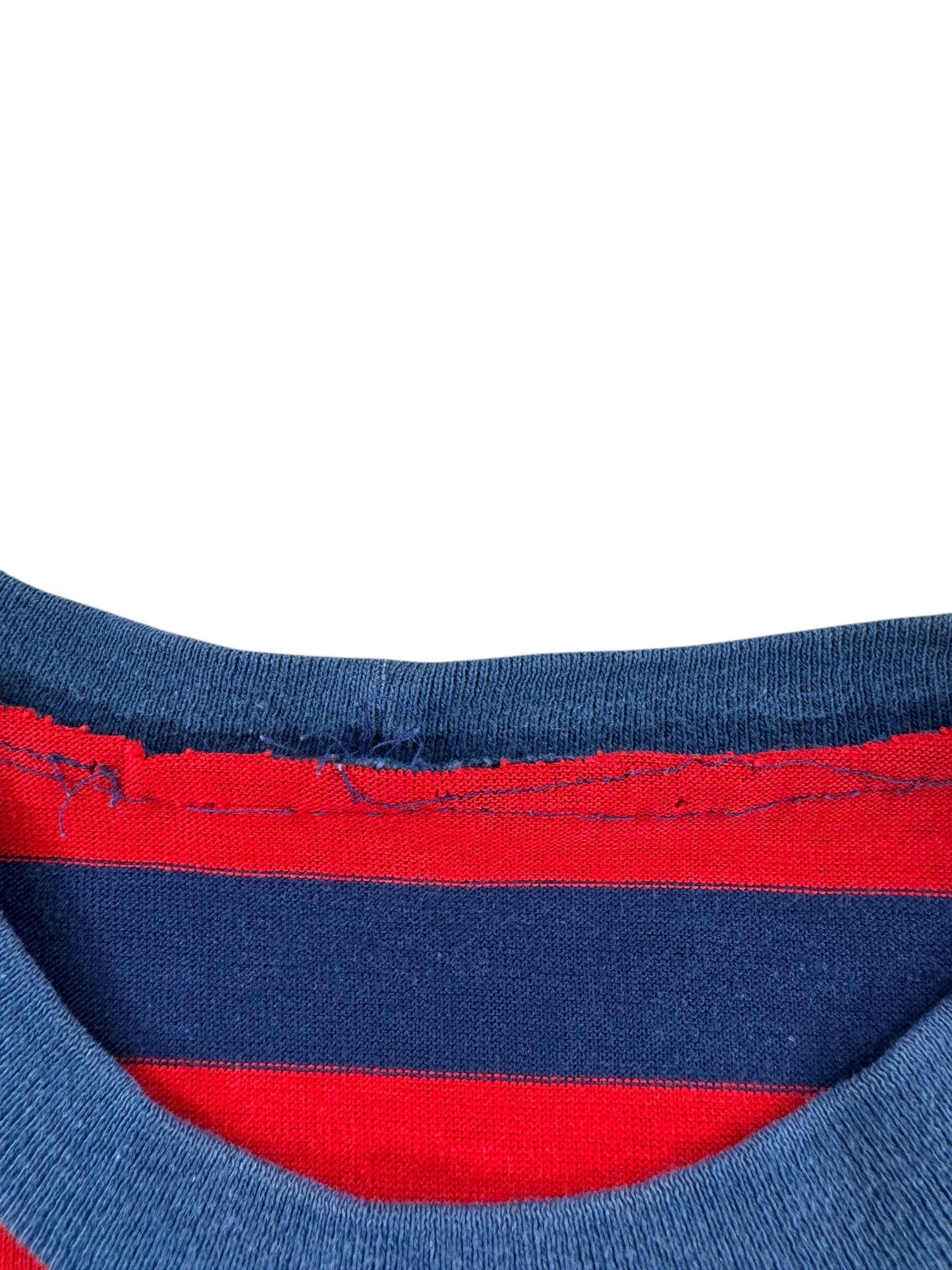 Missing Tag on Vintage 60s Era Blue and Red Striped Tee SZ L