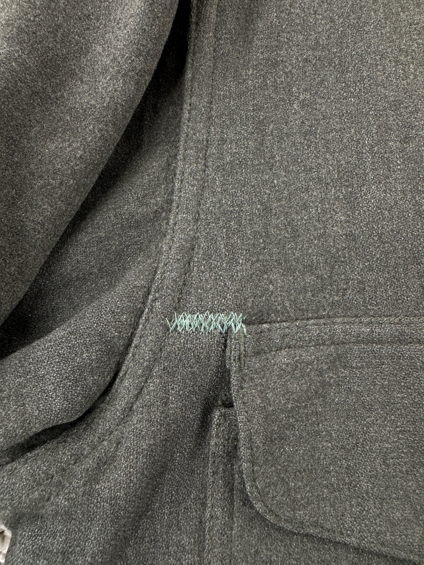 Repair on Vintage 60’s Filson Green Wool Mackinaw Jacket W/ Repairs SZ L
