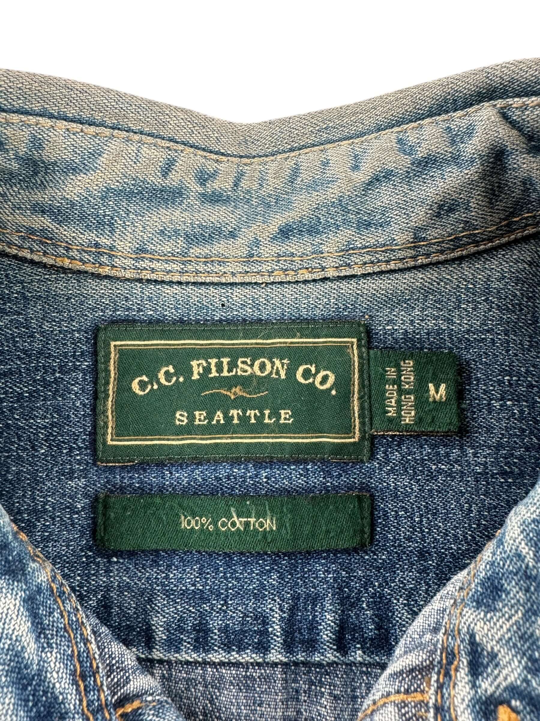 Tag on Filson Green Label Denim Shirt SZ M