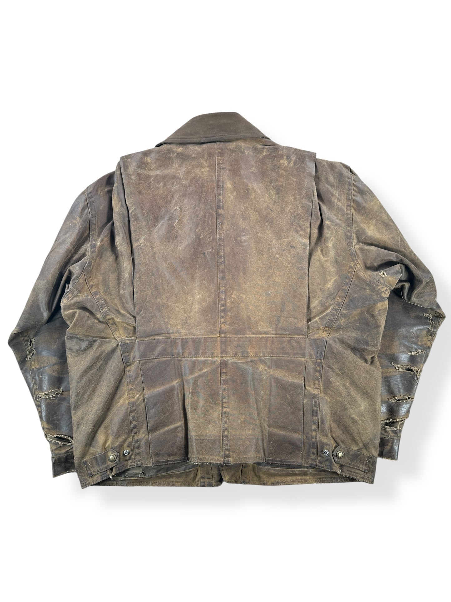 Back of Modern Filson Tin Cloth Field Jacket With Patina AS IS SZ M