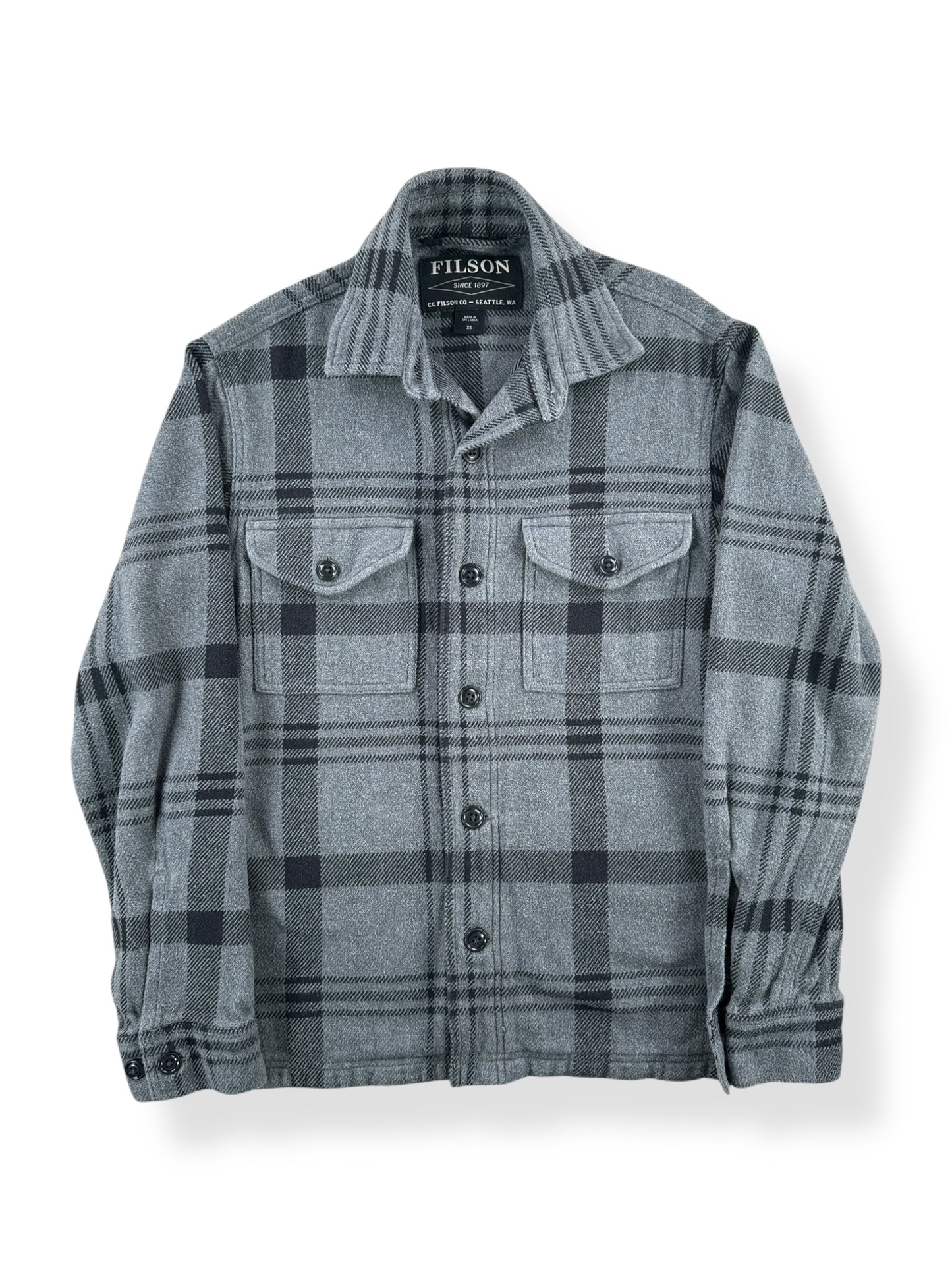 Front of Filson Deer Island Jac Shirt Production Sample SZ XS
