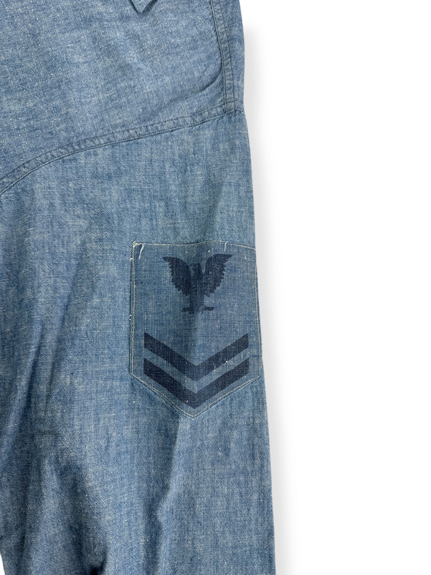 Sleeve Patch on Vintage 60’s Vietnam US Navy Denim Chambray Shirt SZ XL