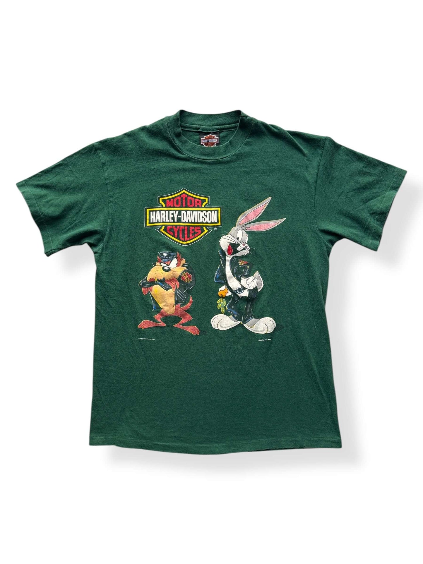 Front of Vintage Anacortes Harley Davidson Looney Toons 2-Sided Tee SZ M
