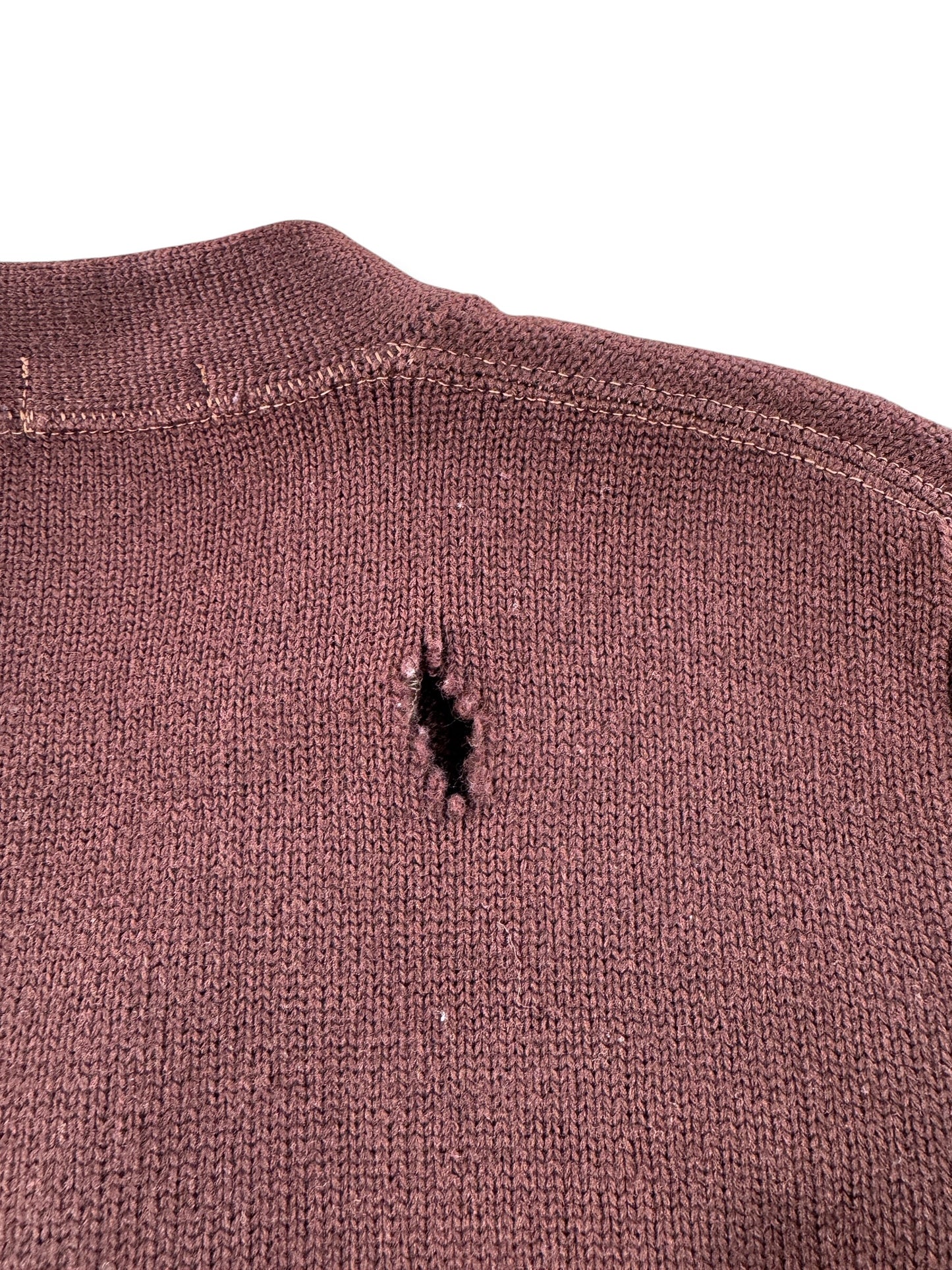 Hole on Vintage Brown Letterman GHS Cardigan SZ XS - AS IS